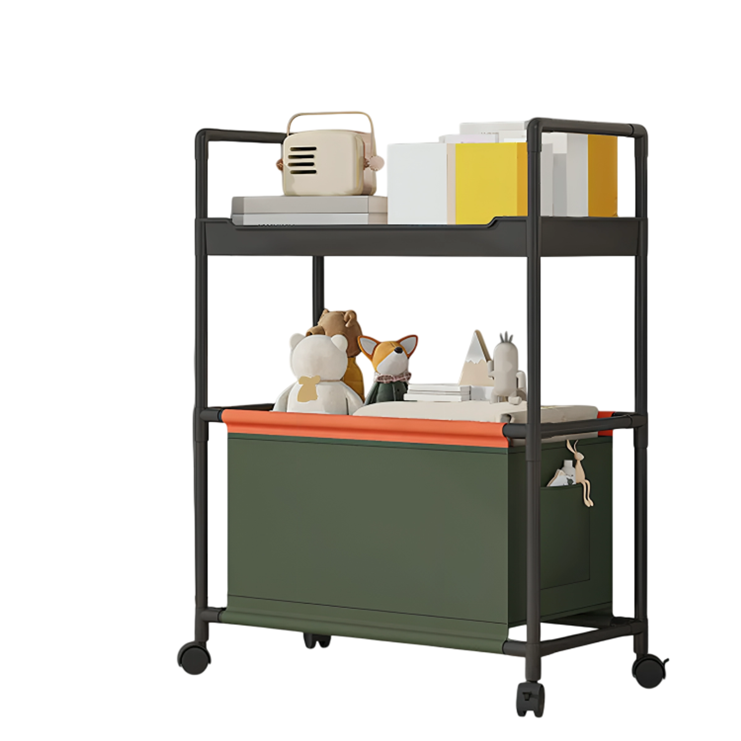 Carro Organizador con ruedas  de 2 niveles con cesta  5