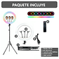 Aro anillo luz led 56cm + Tripode 1.50 mt + 3 Soportes de Celular - Miniatura 5