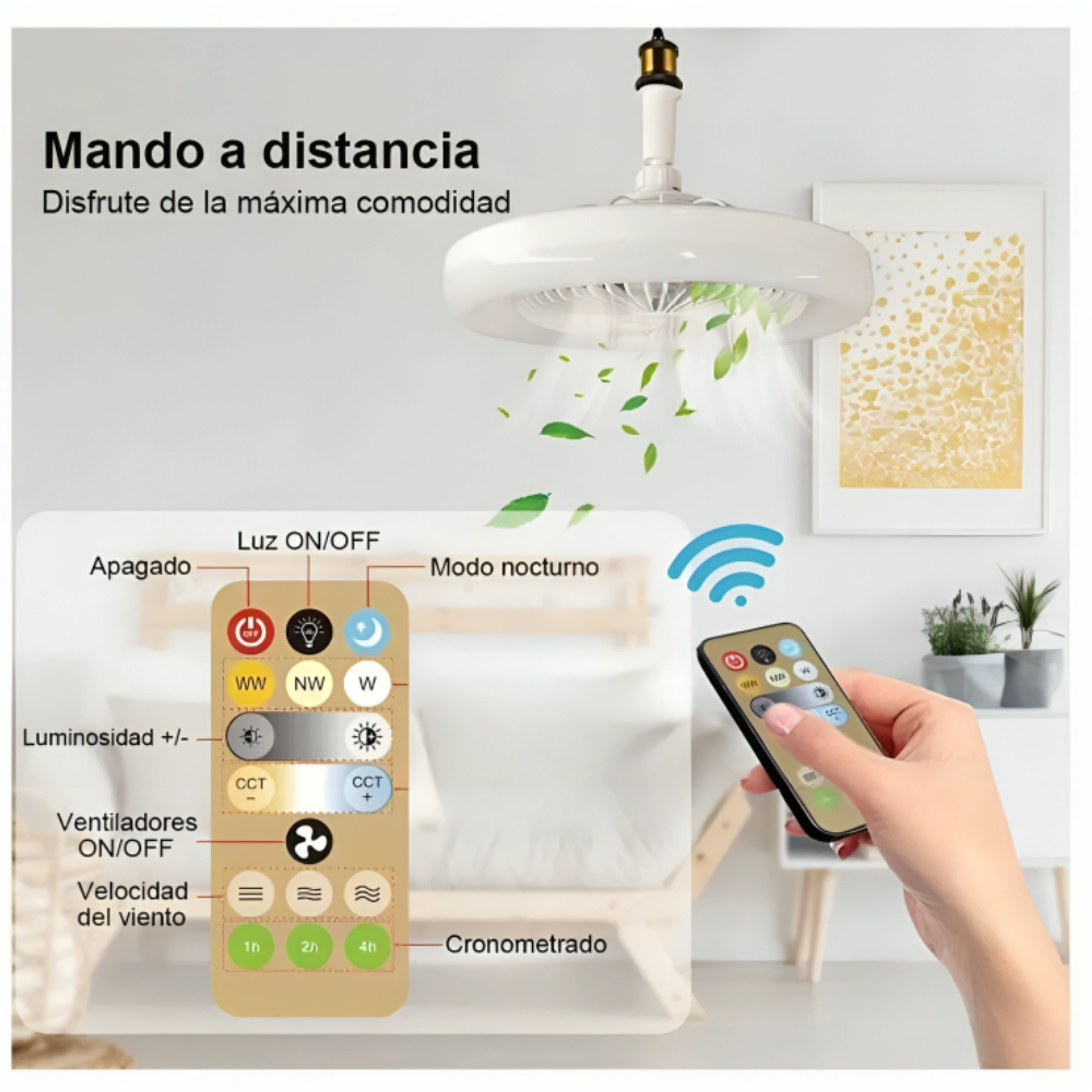 Lámpara Ventilador LED Multifunción con Control Remoto 1
