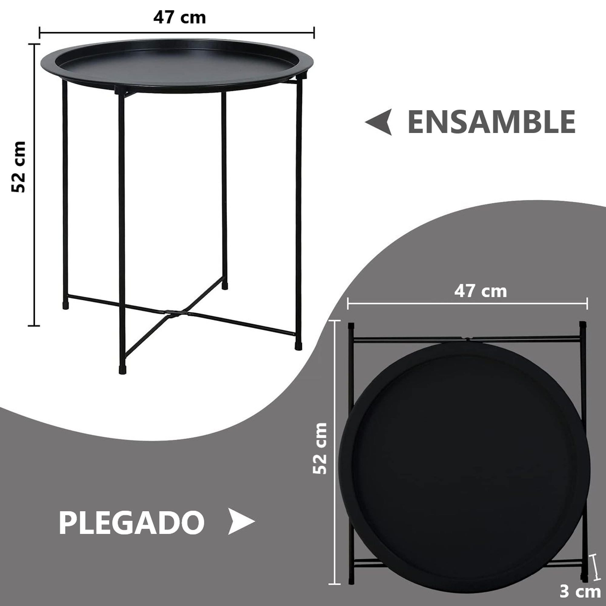 Mesa Auxiliar Redonda de Metal con Diseño Minimalista  3