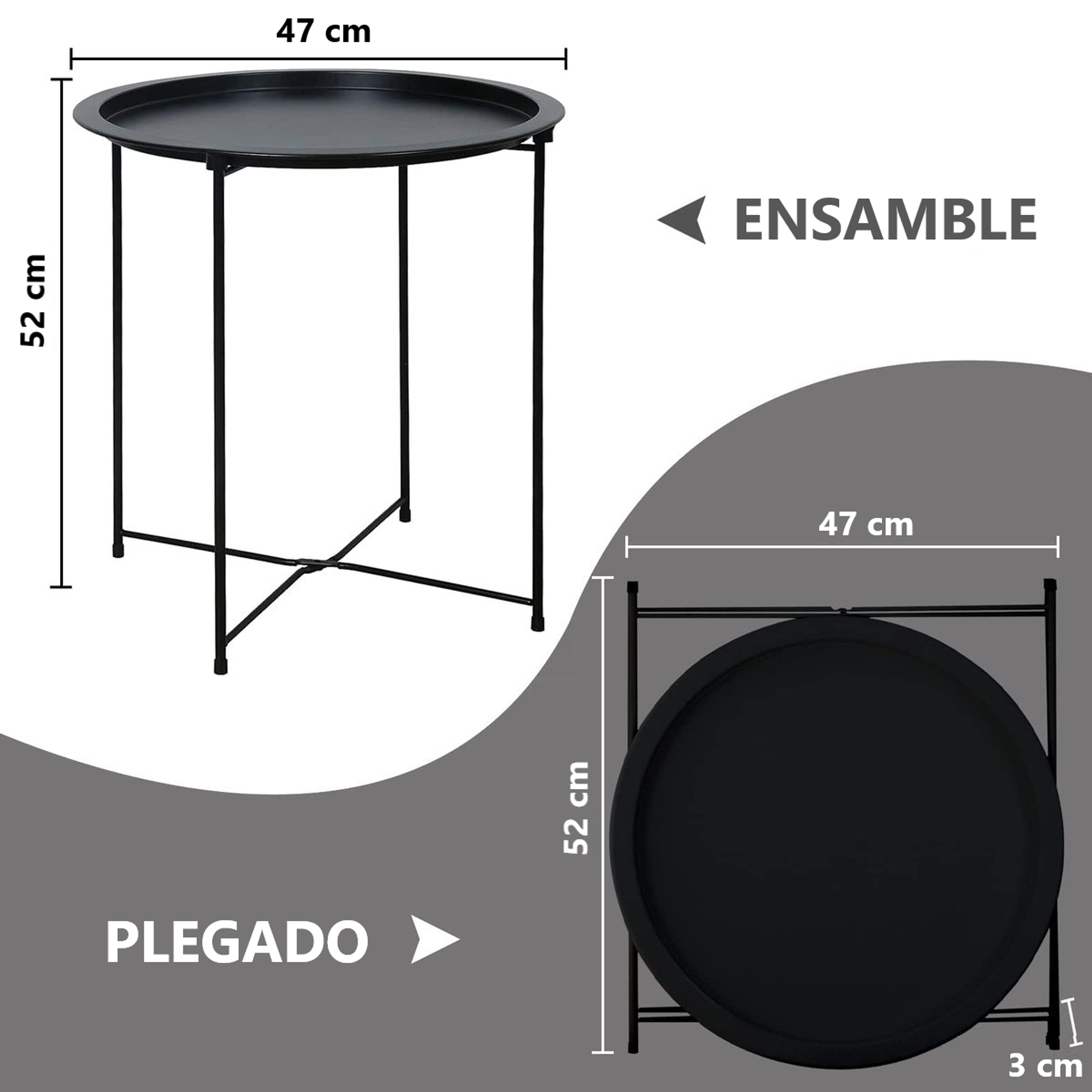 Mesa Auxiliar Redonda de Metal con Diseño Minimalista  3