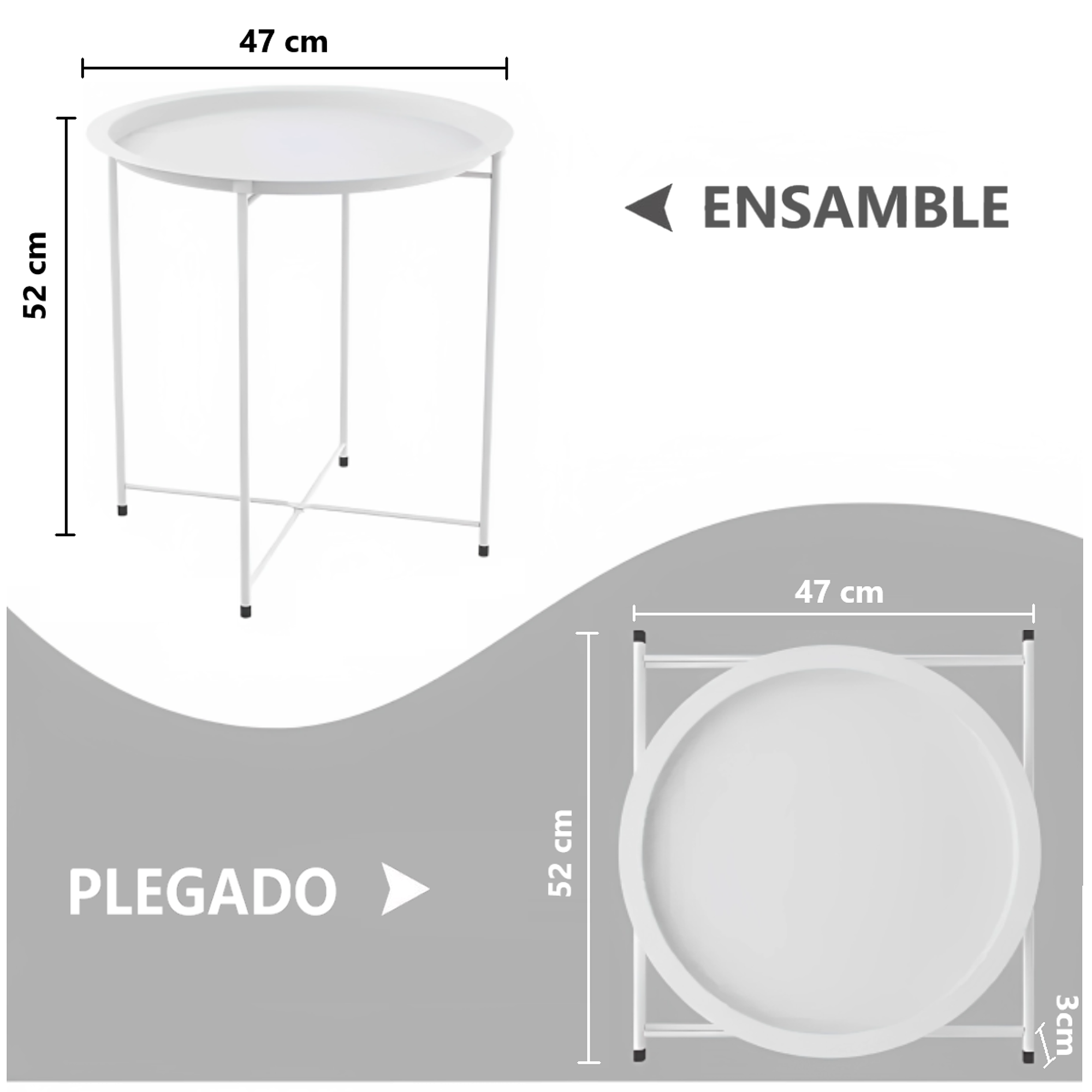 Mesa Auxiliar Redonda de Metal con Diseño Minimalista  8