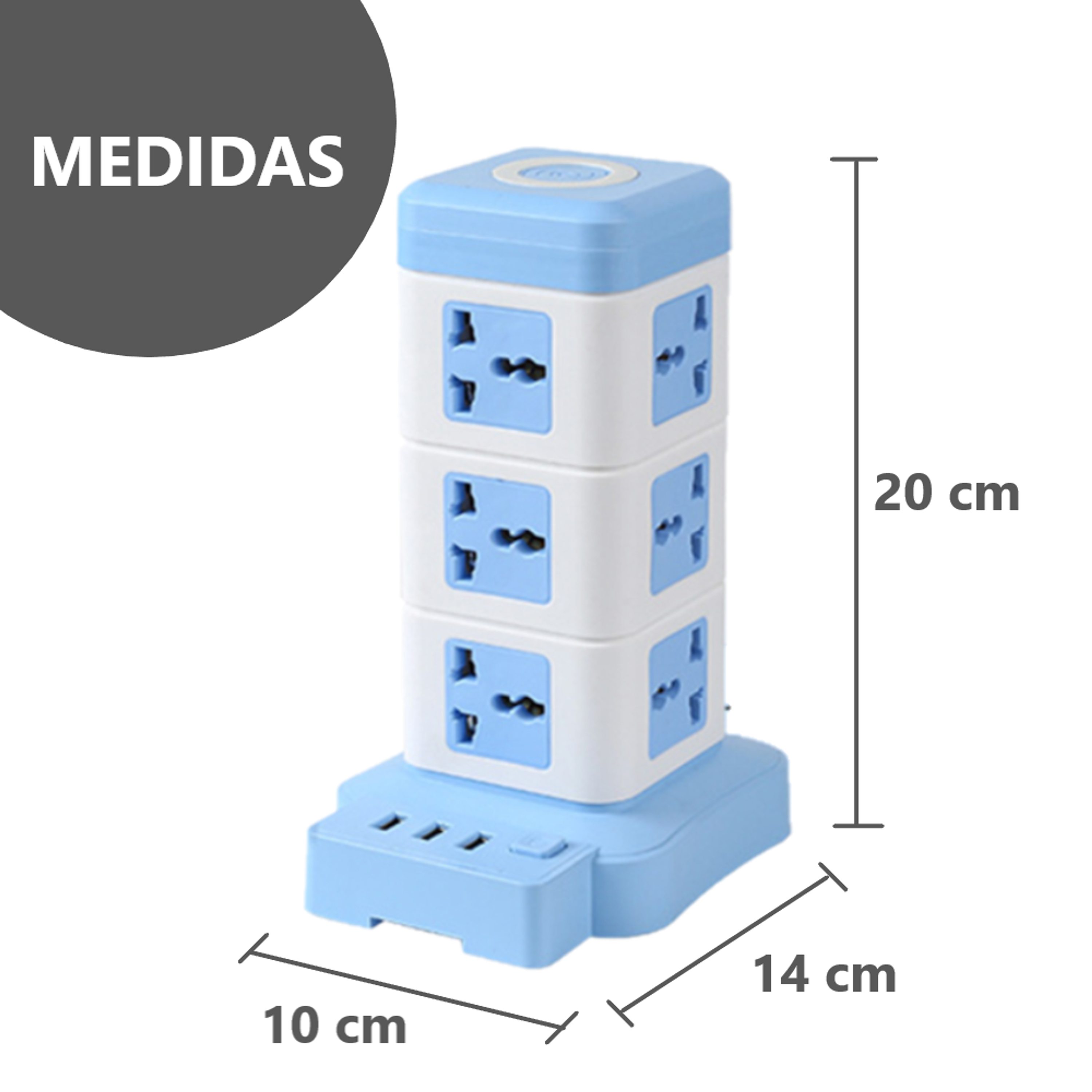 Torre Multifuncional 12 Conexiones extension con 3 Puertos USB 1
