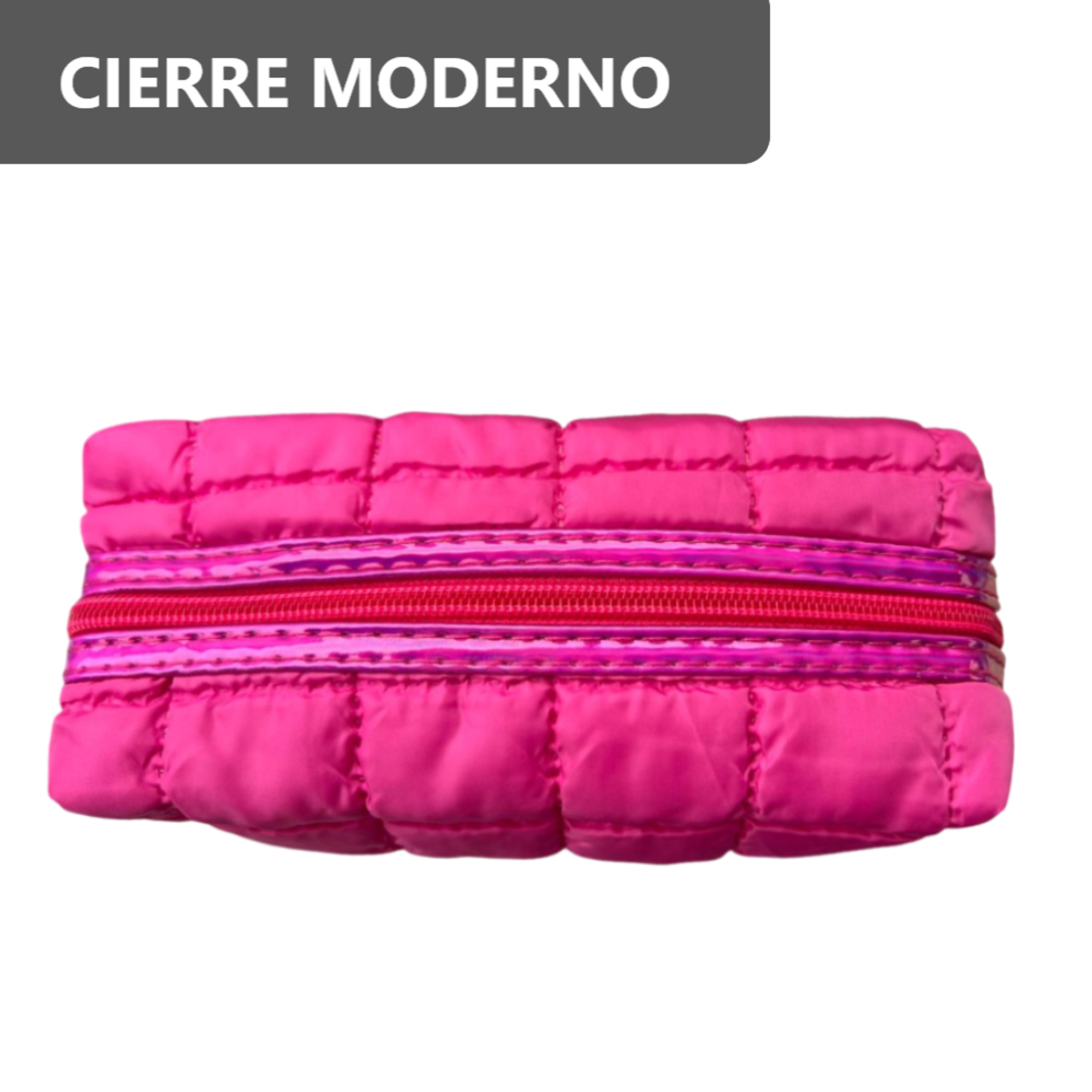 Cosmetiquera Fashion Puffer Amplia y Correa Brillante 6