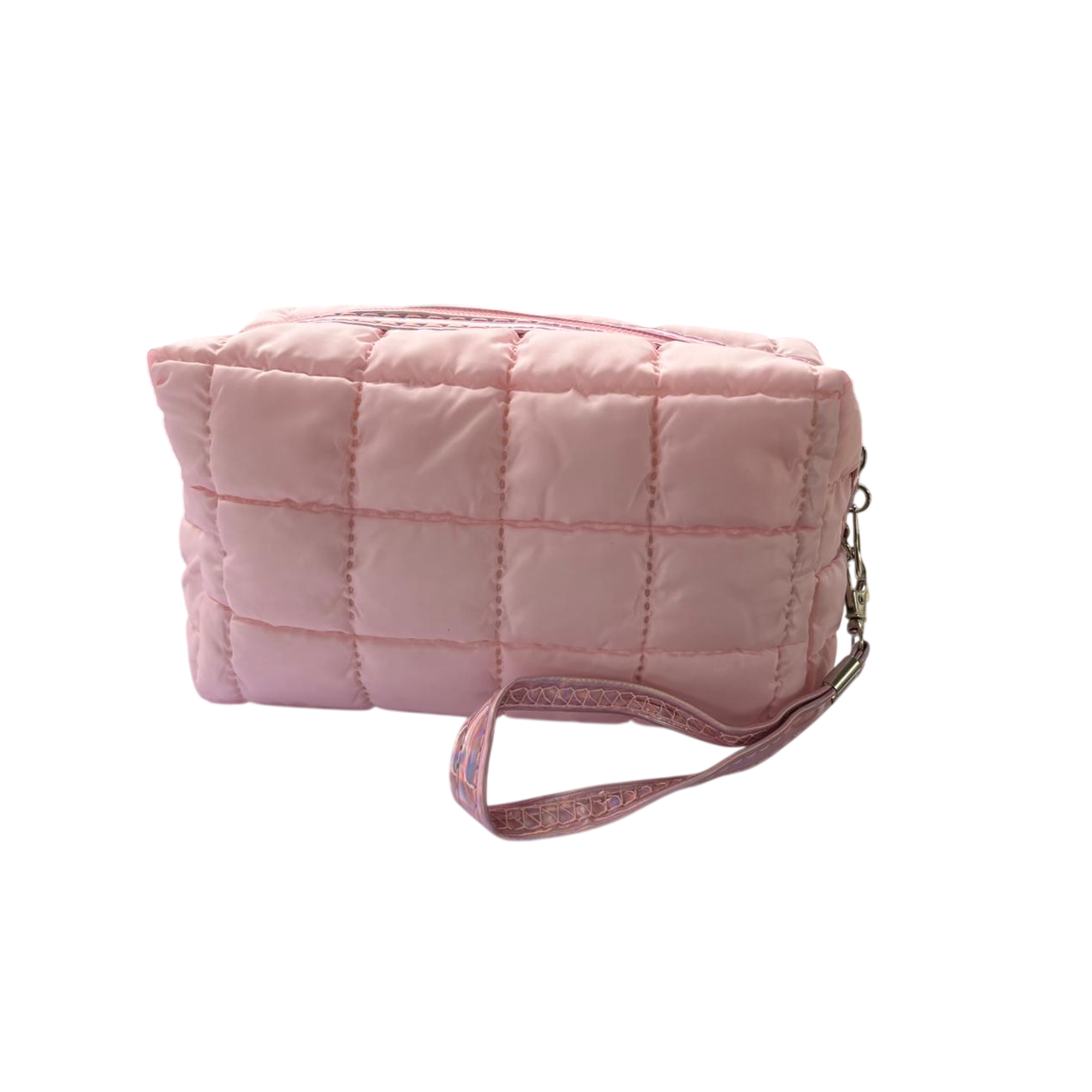 Cosmetiquera Fashion Puffer Amplia y Correa Brillante 11