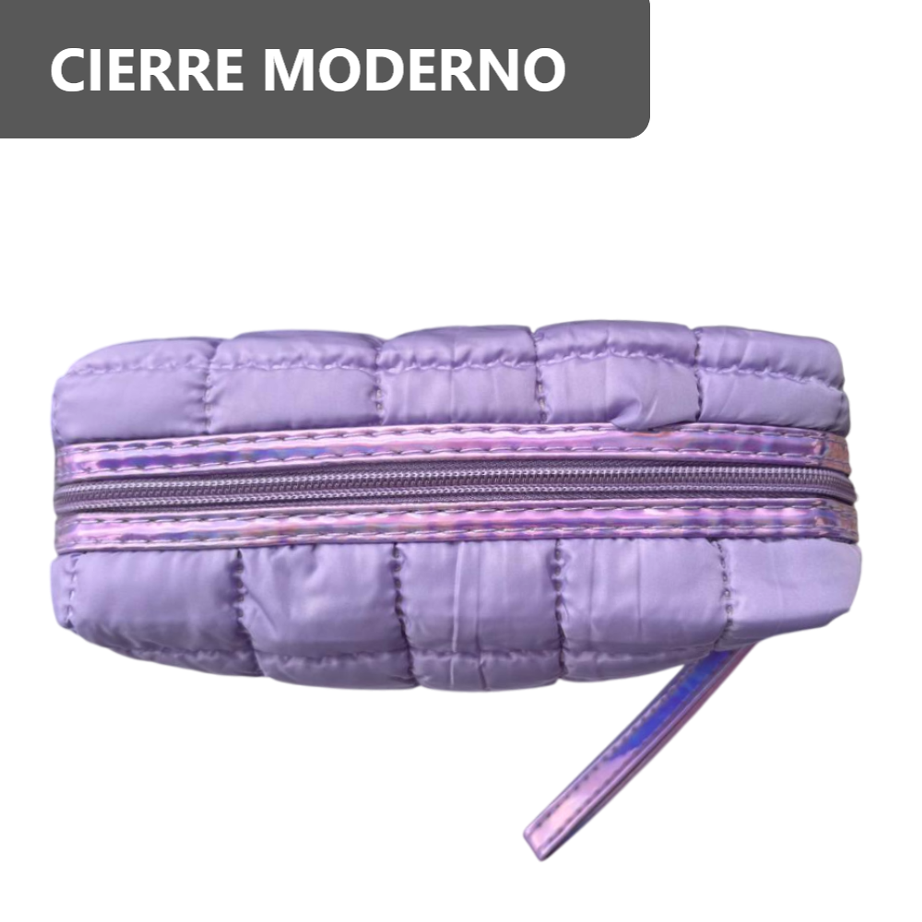 Cosmetiquera Fashion Puffer Amplia y Correa Brillante 21