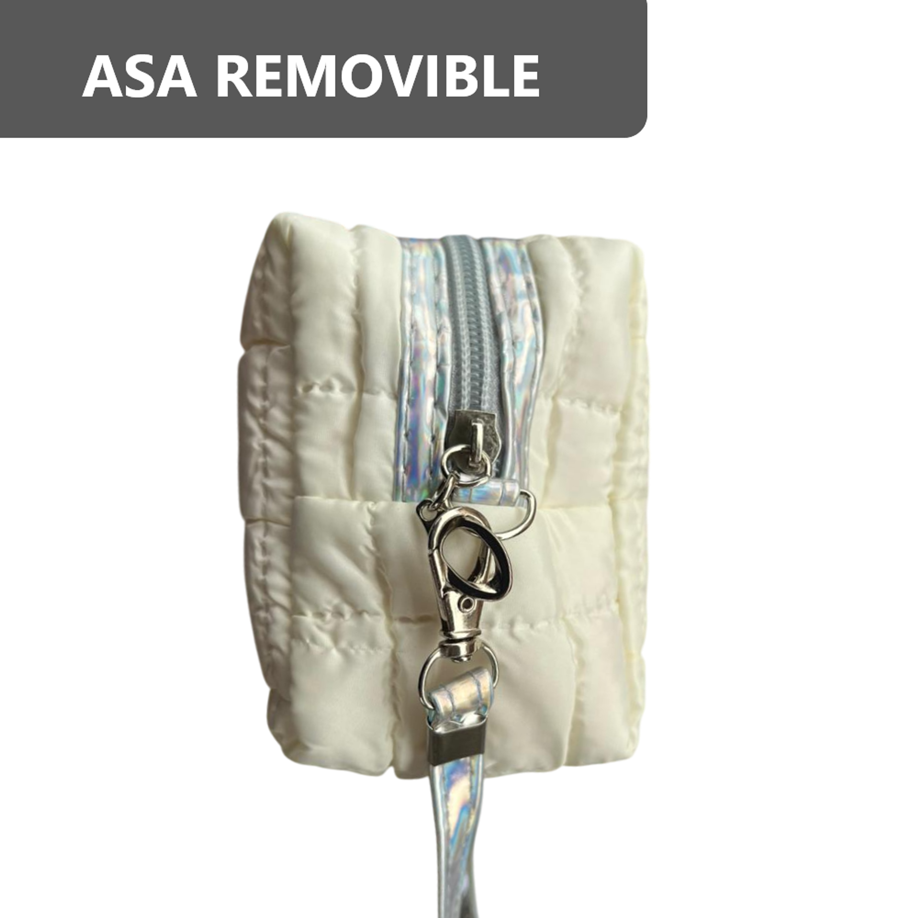 Cosmetiquera Fashion Puffer Amplia y Correa Brillante 24