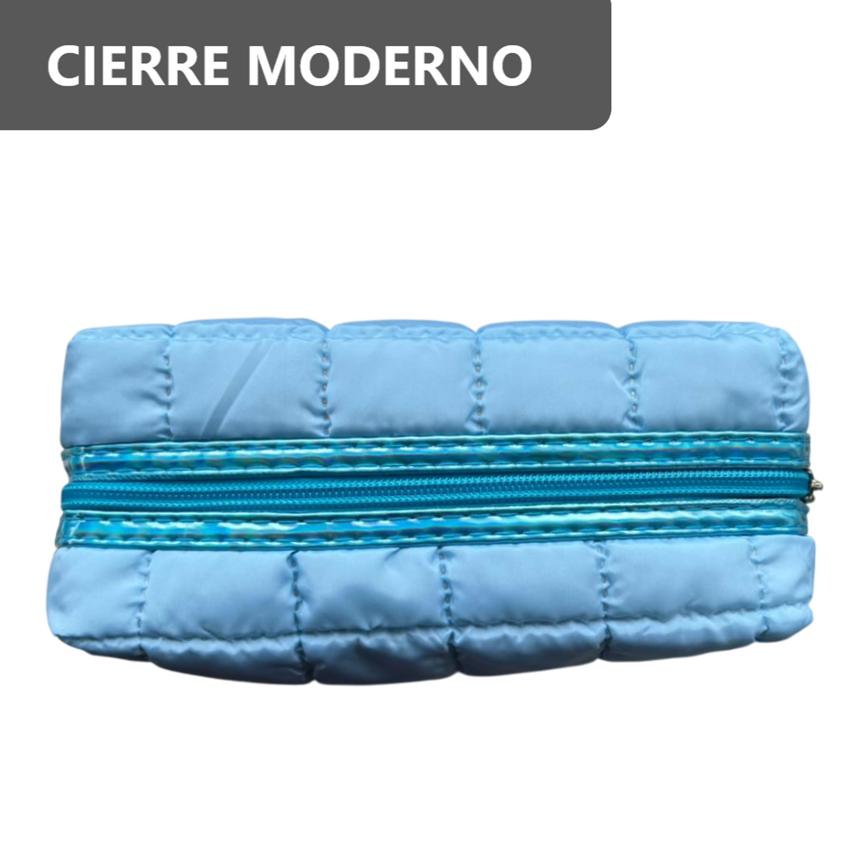 Cosmetiquera Fashion Puffer Amplia y Correa Brillante 30