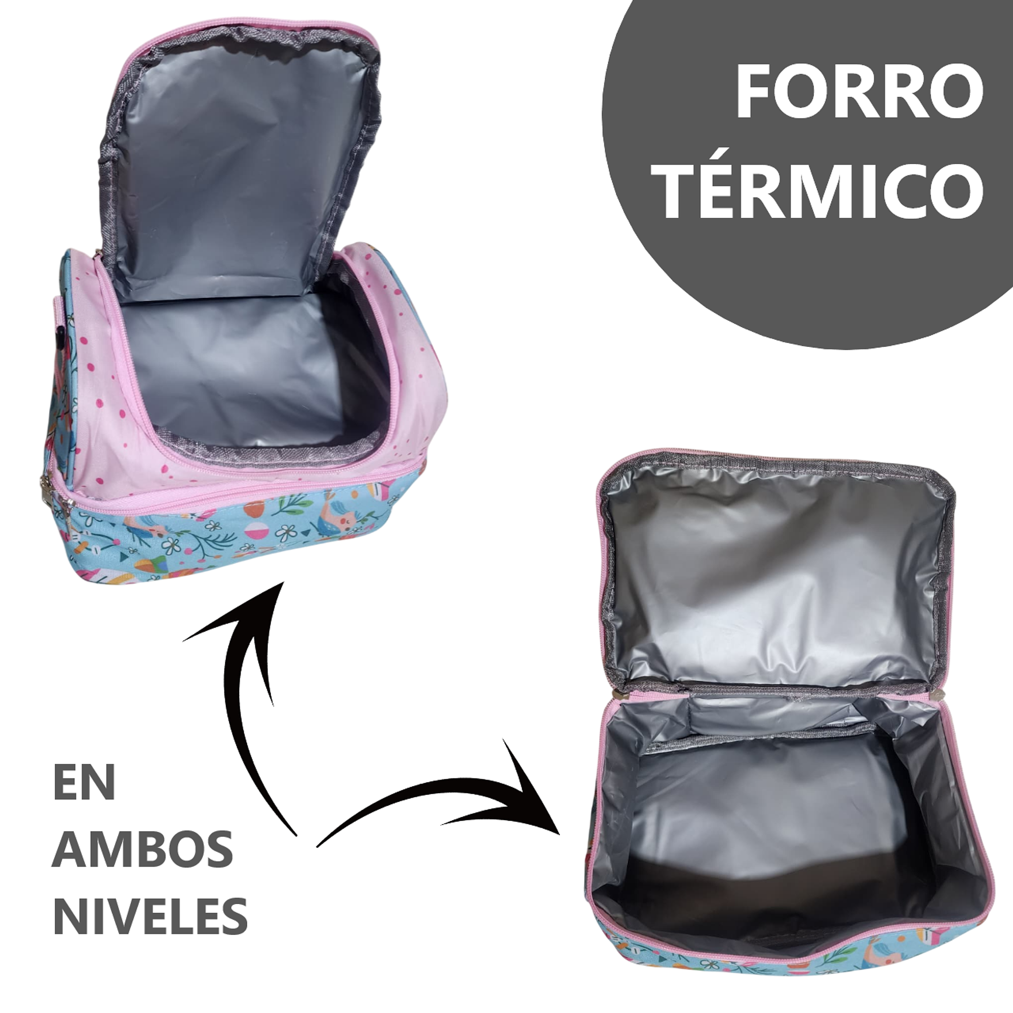 Lonchera térmica infantil con doble compartimento - Diseño Kawaii 2
