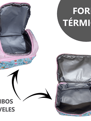 Lonchera térmica infantil con doble compartimento - Diseño Kawaii