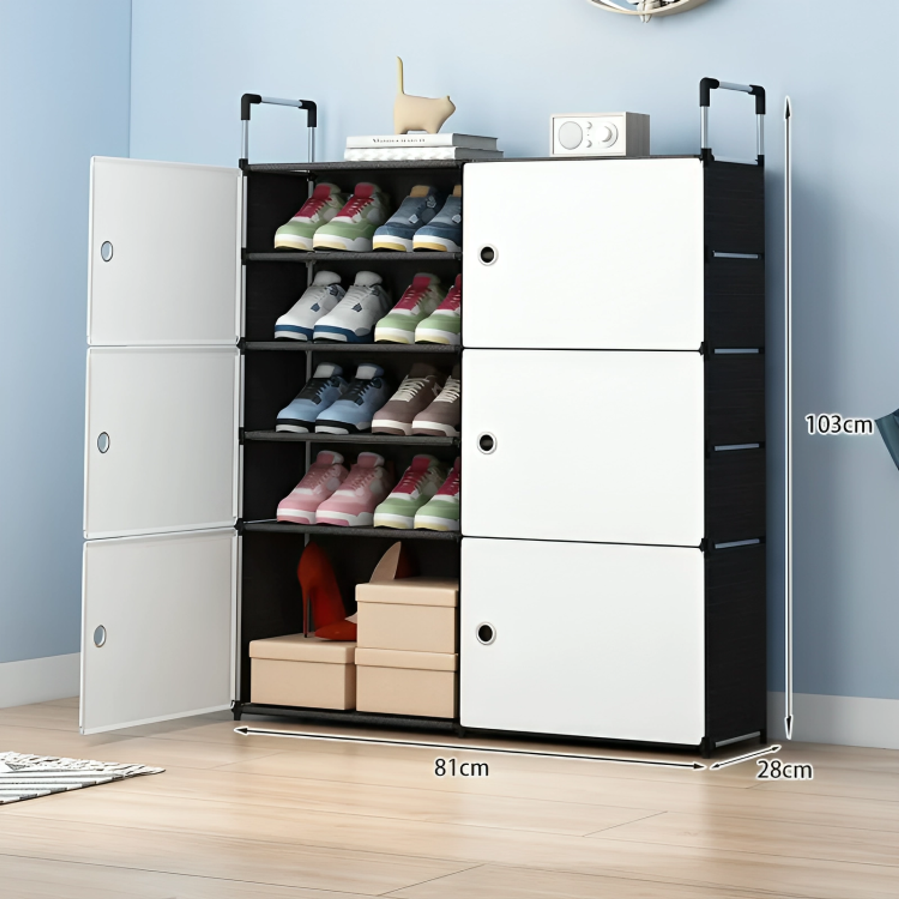 Zapatera organizador 3 niveles 6 puertas 6