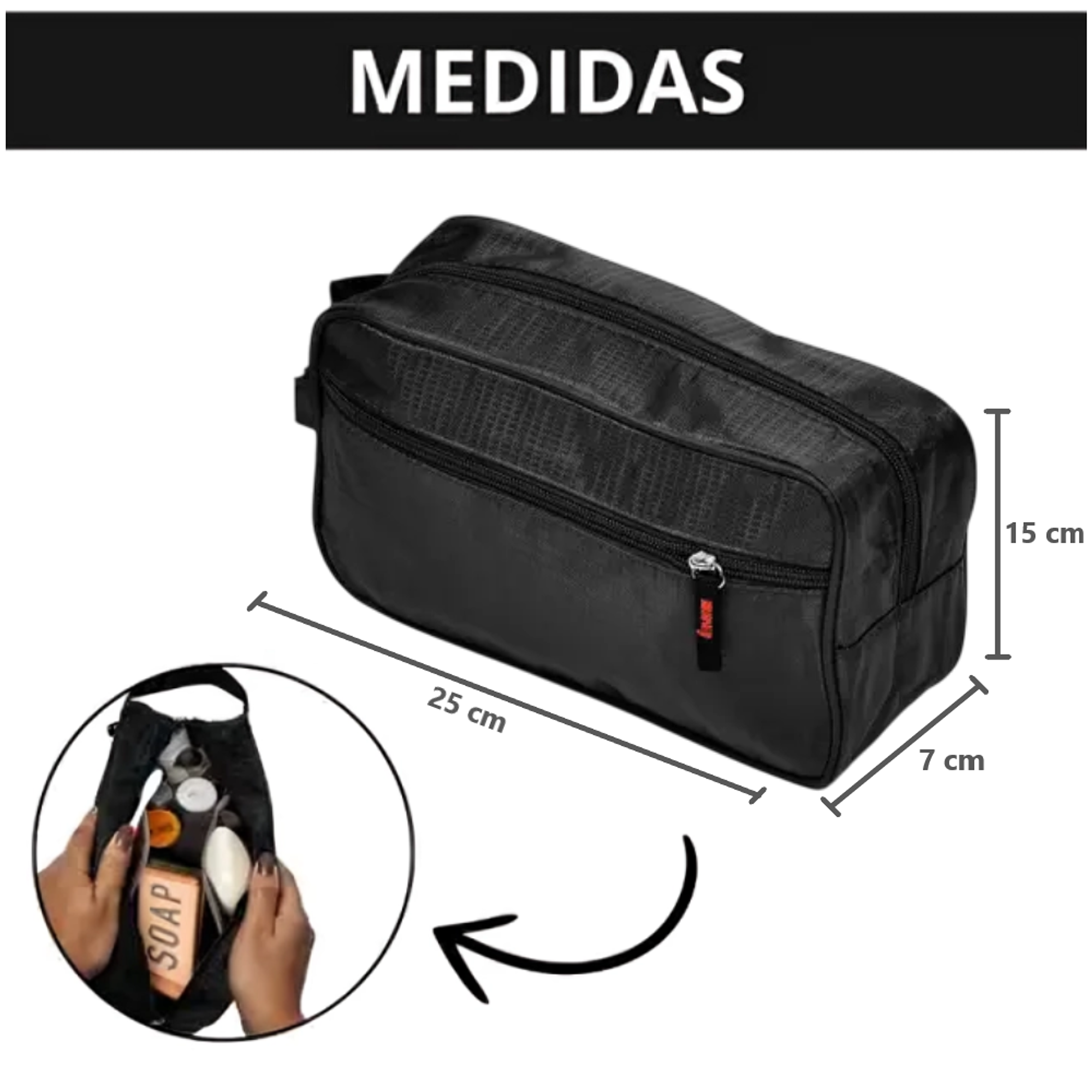 Neceser Organizador de Viaje con Asa Diseño Color Entero 2