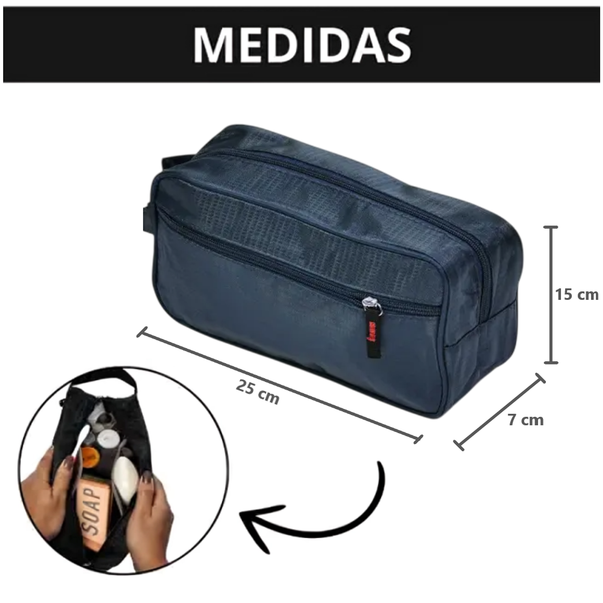 Neceser Organizador de Viaje con Asa Diseño Color Entero 6