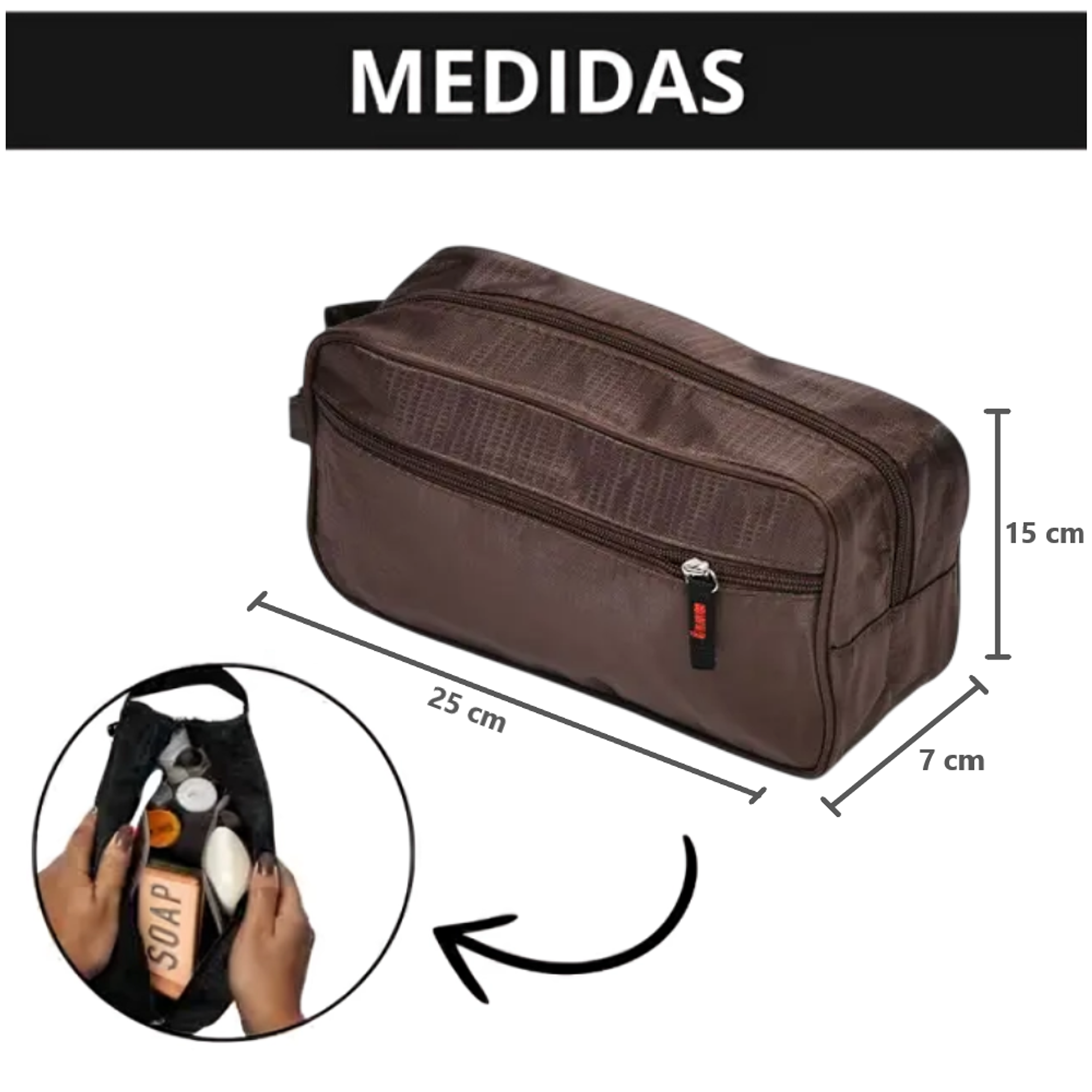 Neceser Organizador de Viaje con Asa Diseño Color Entero 10