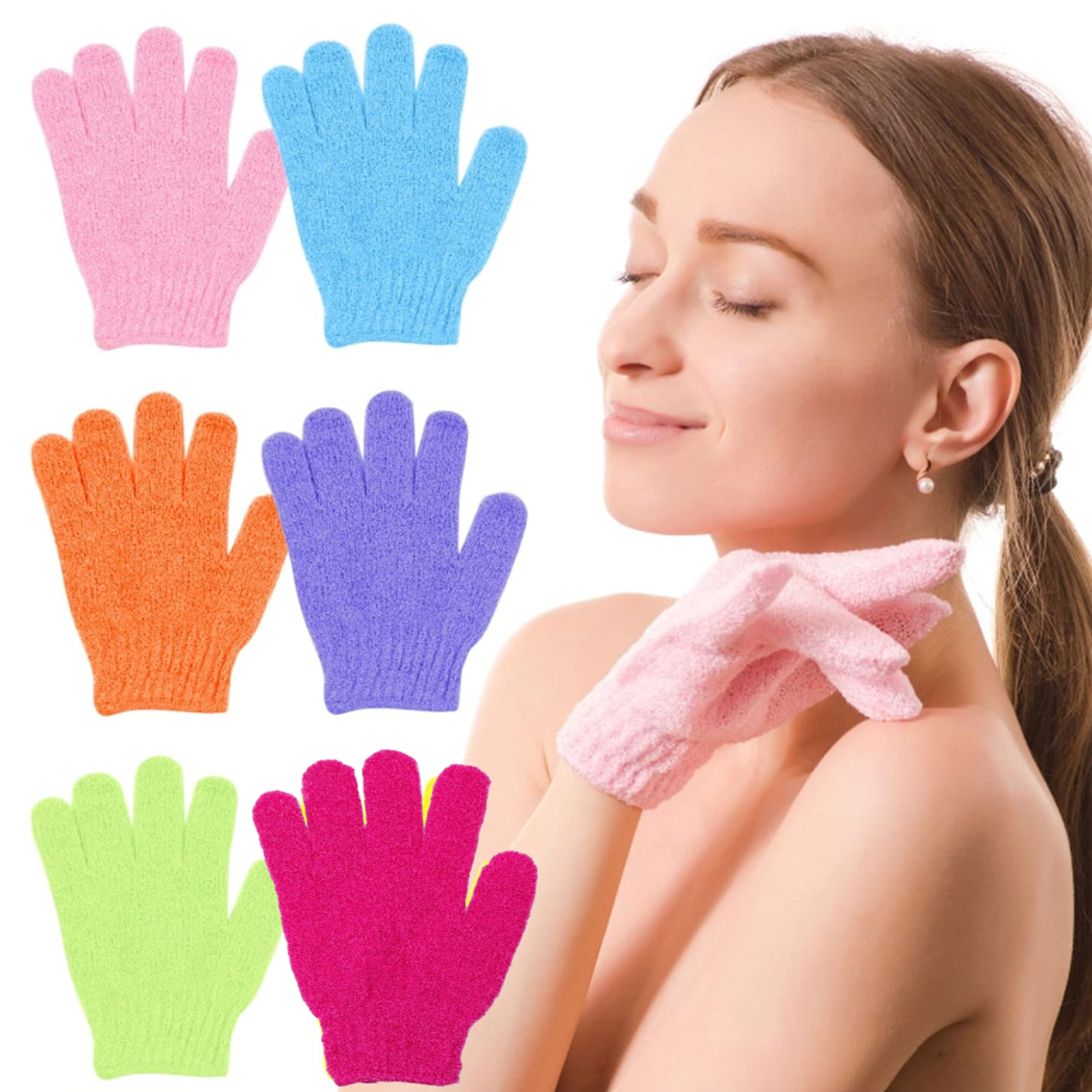 Pack x6 Guantes de Ducha Exfoliante - Colores variado 1