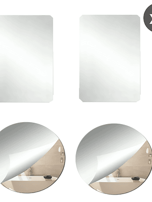 Pack x4 Espejos Adhesivo Circular y Rectangular Decorativo Sticker