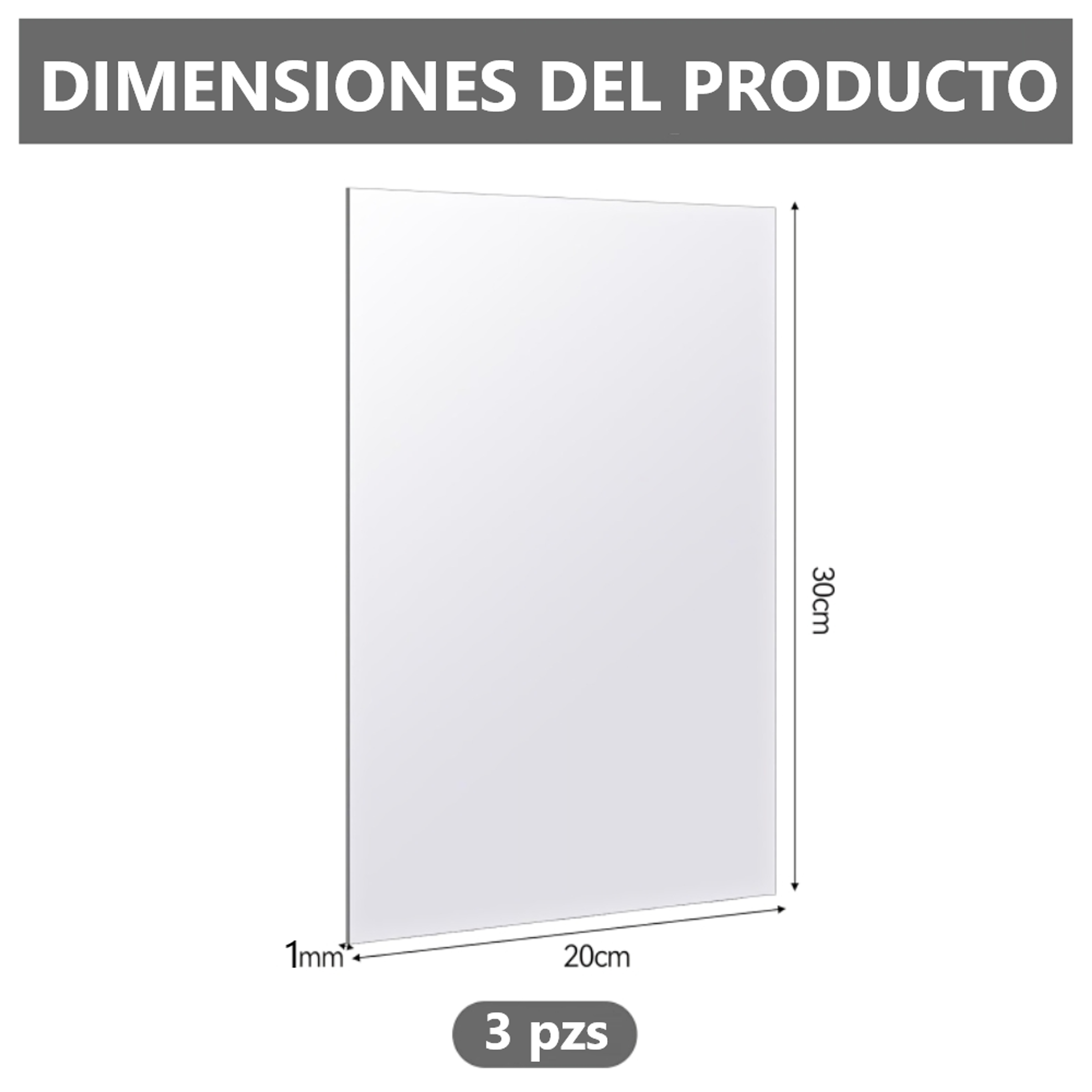 Pack x3 Espejos Adhesivo Rectangular Decorativo Sticker - 30cm x 20cm 2