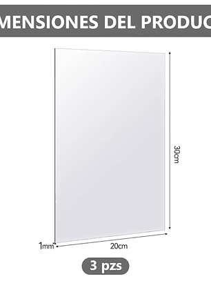 Pack x3 Espejos Adhesivo Rectangular Decorativo Sticker - 30cm x 20cm