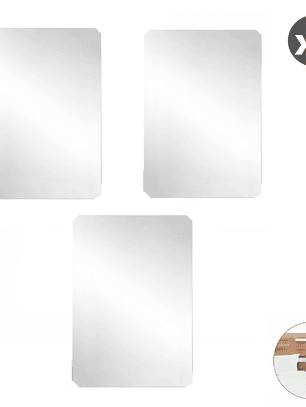Pack x3 Espejos Adhesivo Rectangular Decorativo Sticker - 30cm x 20cm