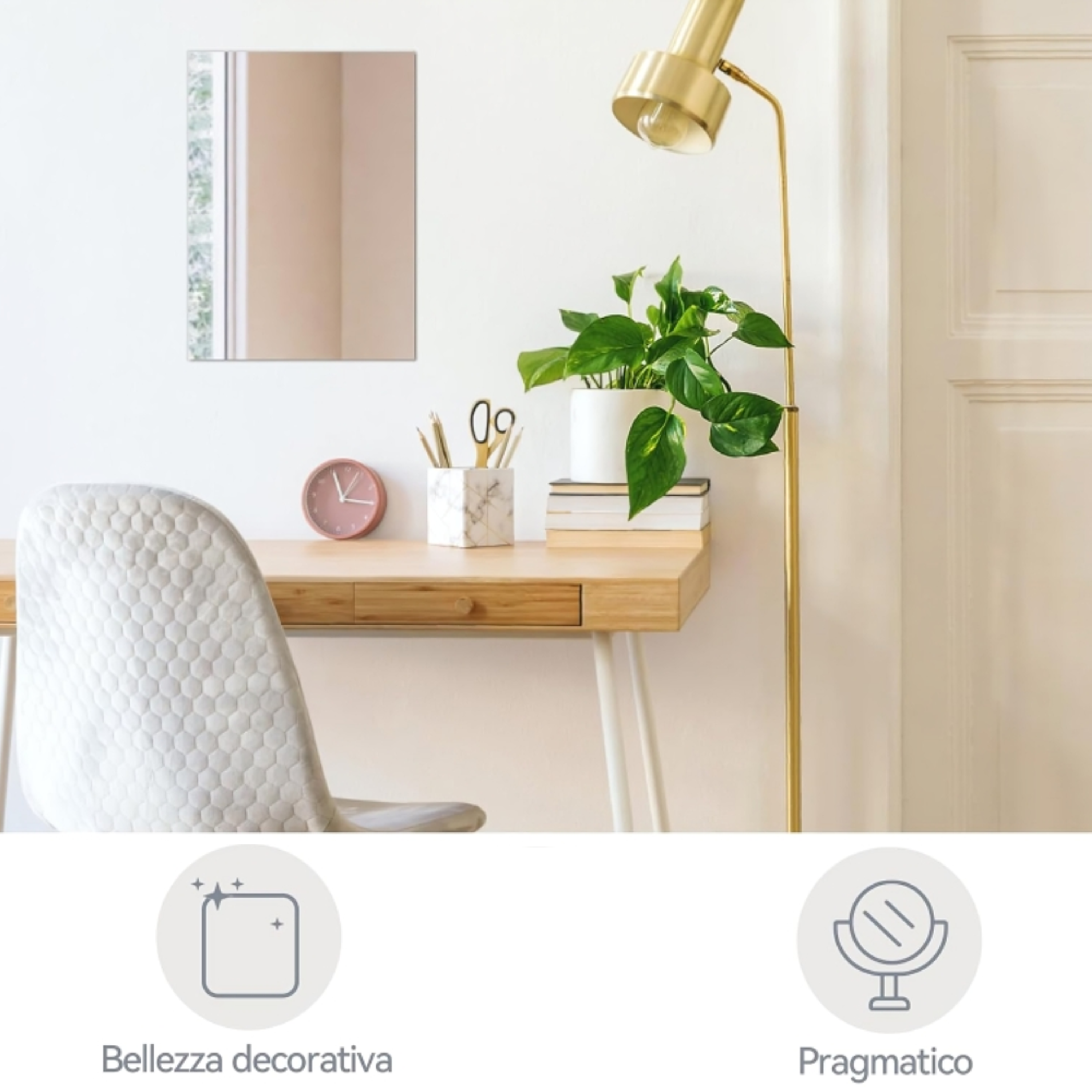 Pack x3 Espejos Adhesivo Rectangular Decorativo Sticker - 30cm x 20cm 5