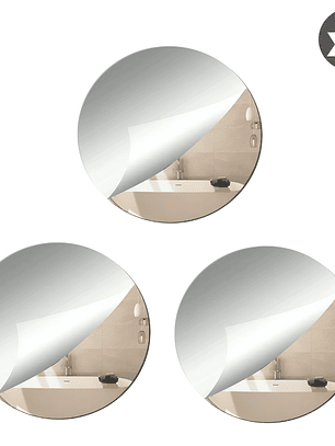 Pack x3 Espejos Adhesivo Circular Decorativo Sticker - 30cm x 30cm
