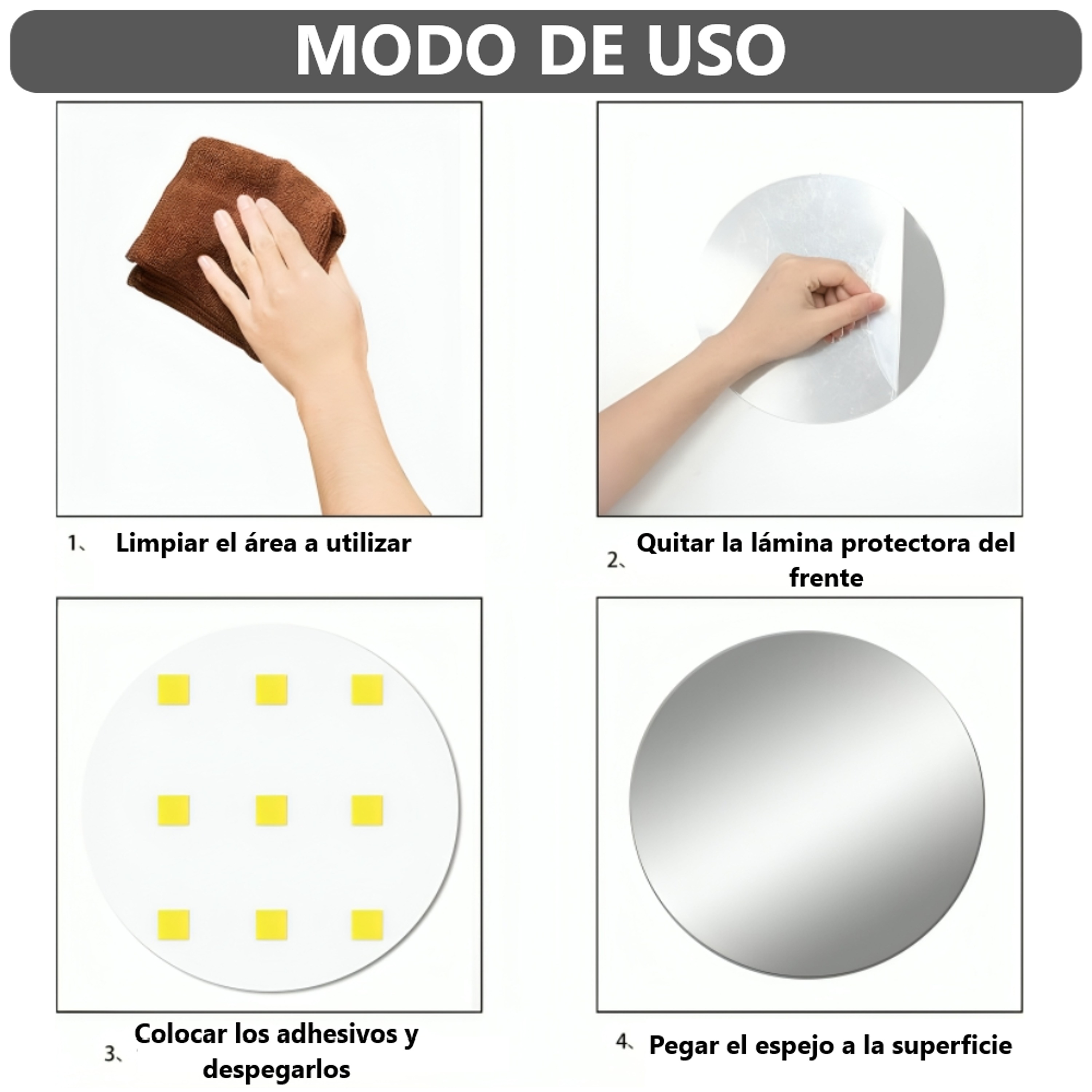 Pack x3 Espejos Adhesivo Circular Decorativo Sticker - 30cm x 30cm 3