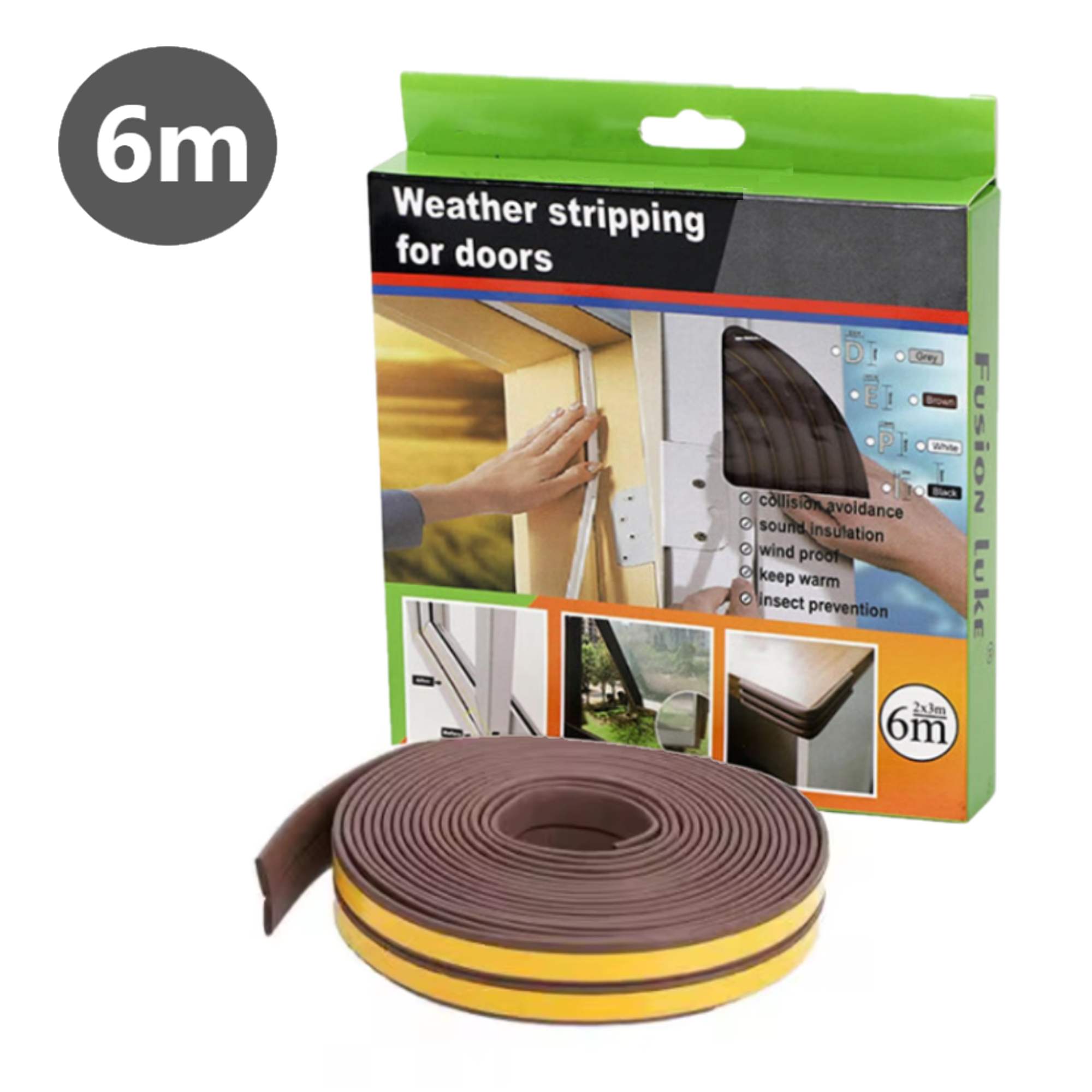 Burlete Adhesivo Para Puertas y Ventanas 6m 1