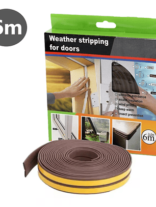 Burlete Adhesivo Para Puertas y Ventanas 6m