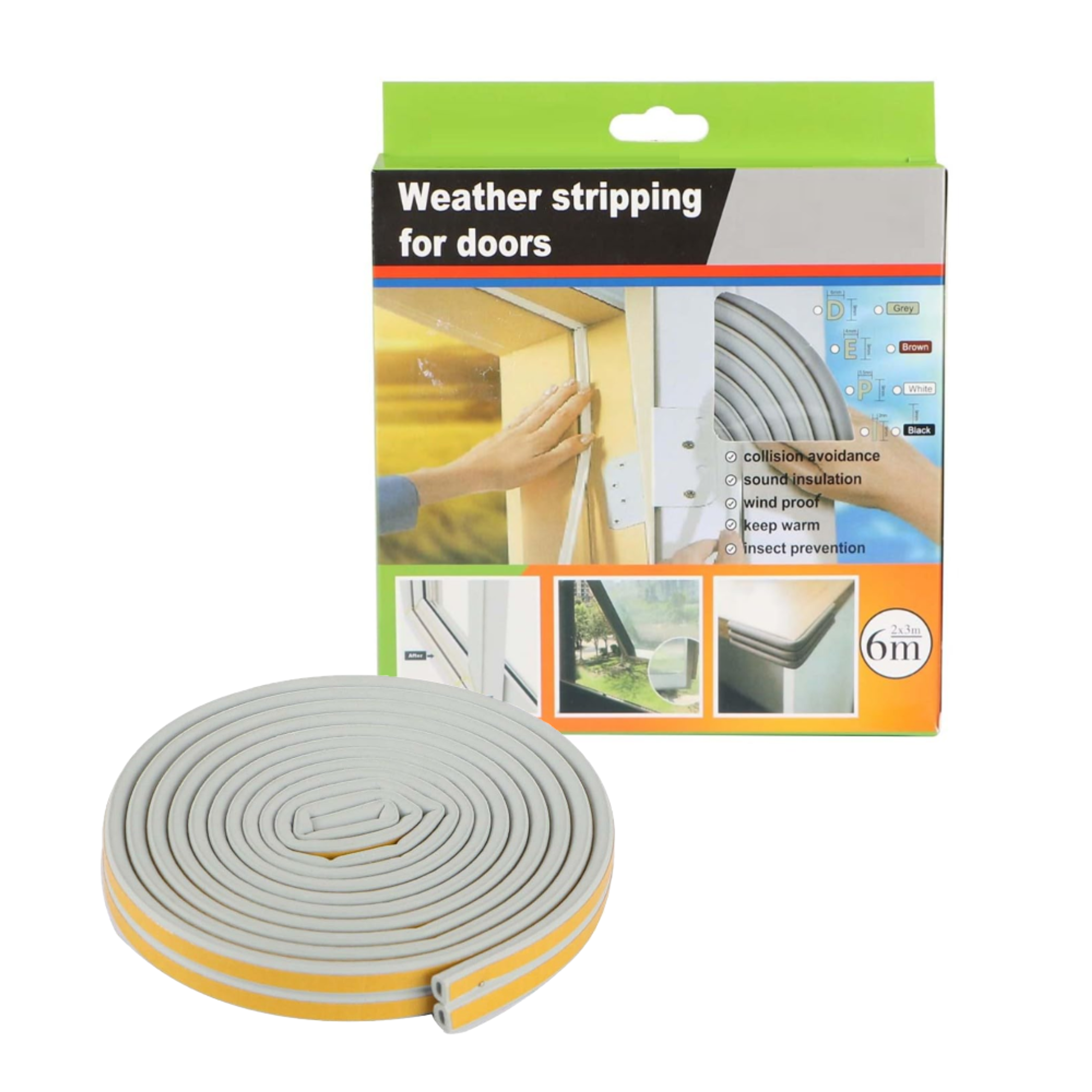 Burlete Adhesivo Para Puertas y Ventanas 6m 12