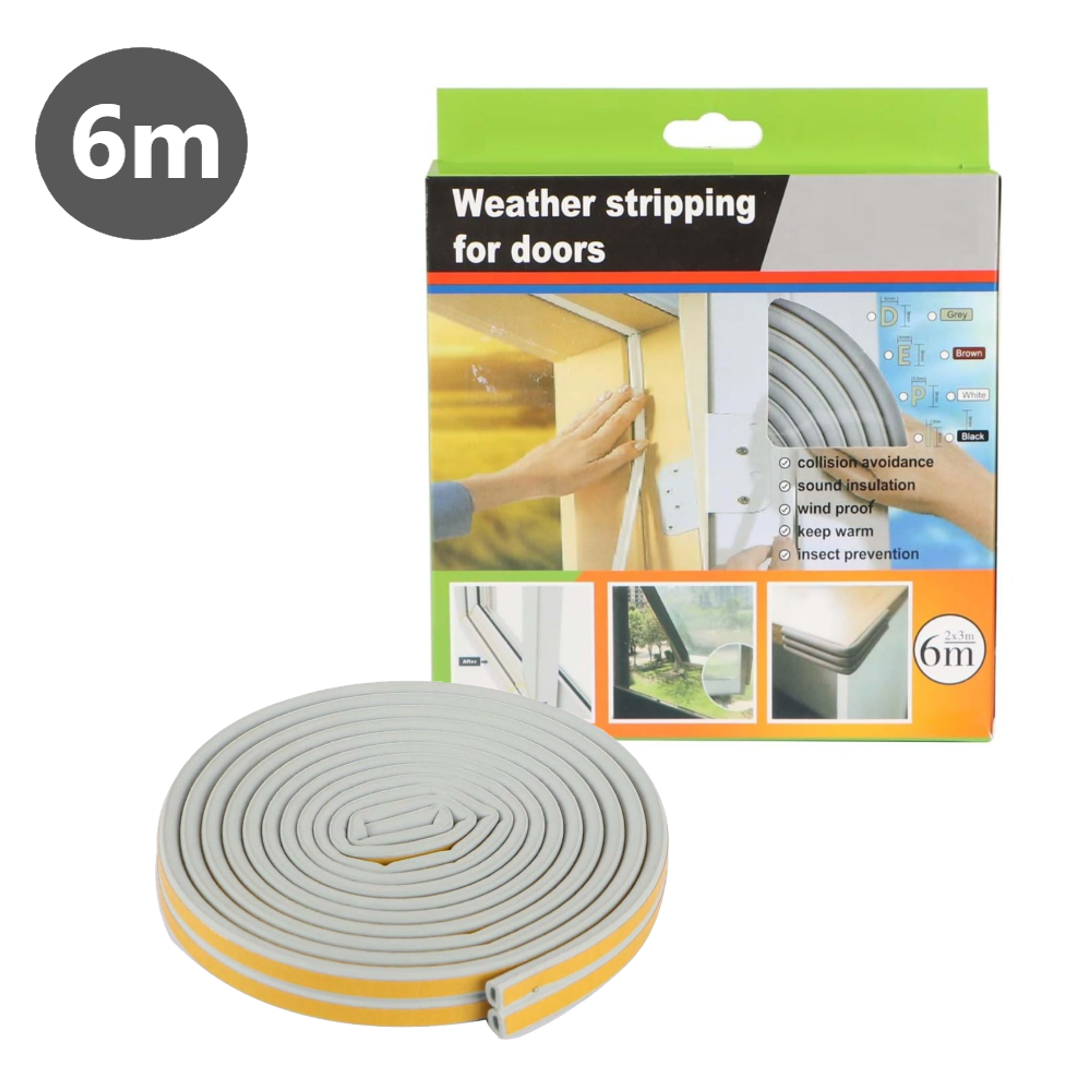 Burlete Adhesivo Para Puertas y Ventanas 6m 9