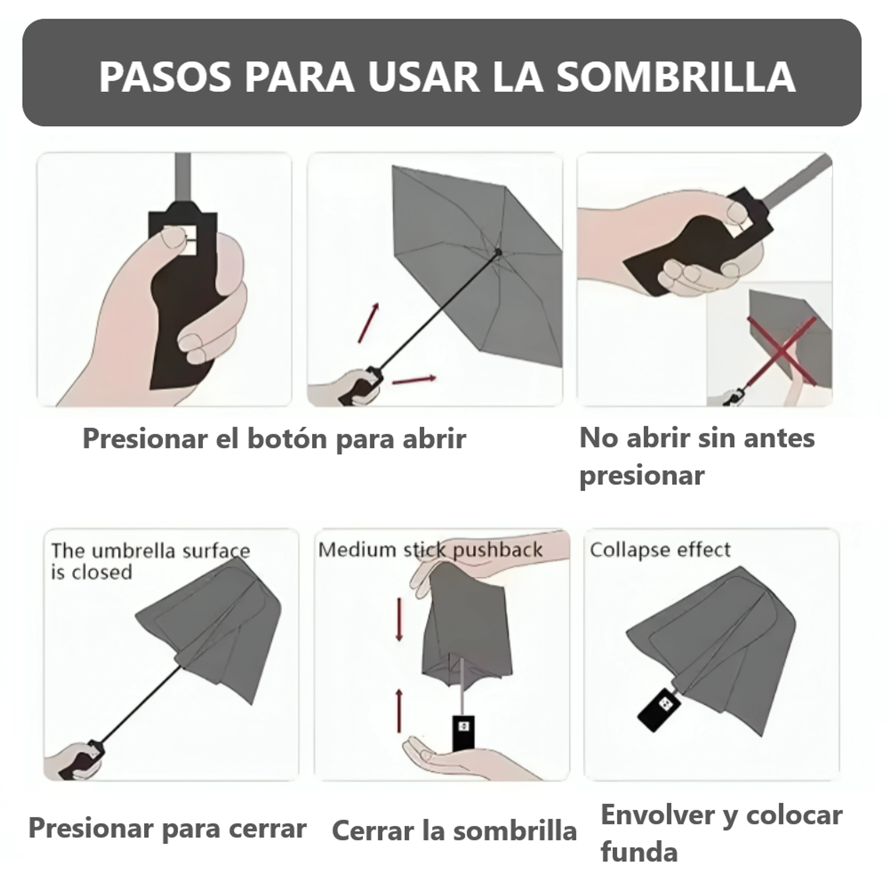 Sombrilla PARAGUAS Portátil Semiautomático con Filtro UV 5