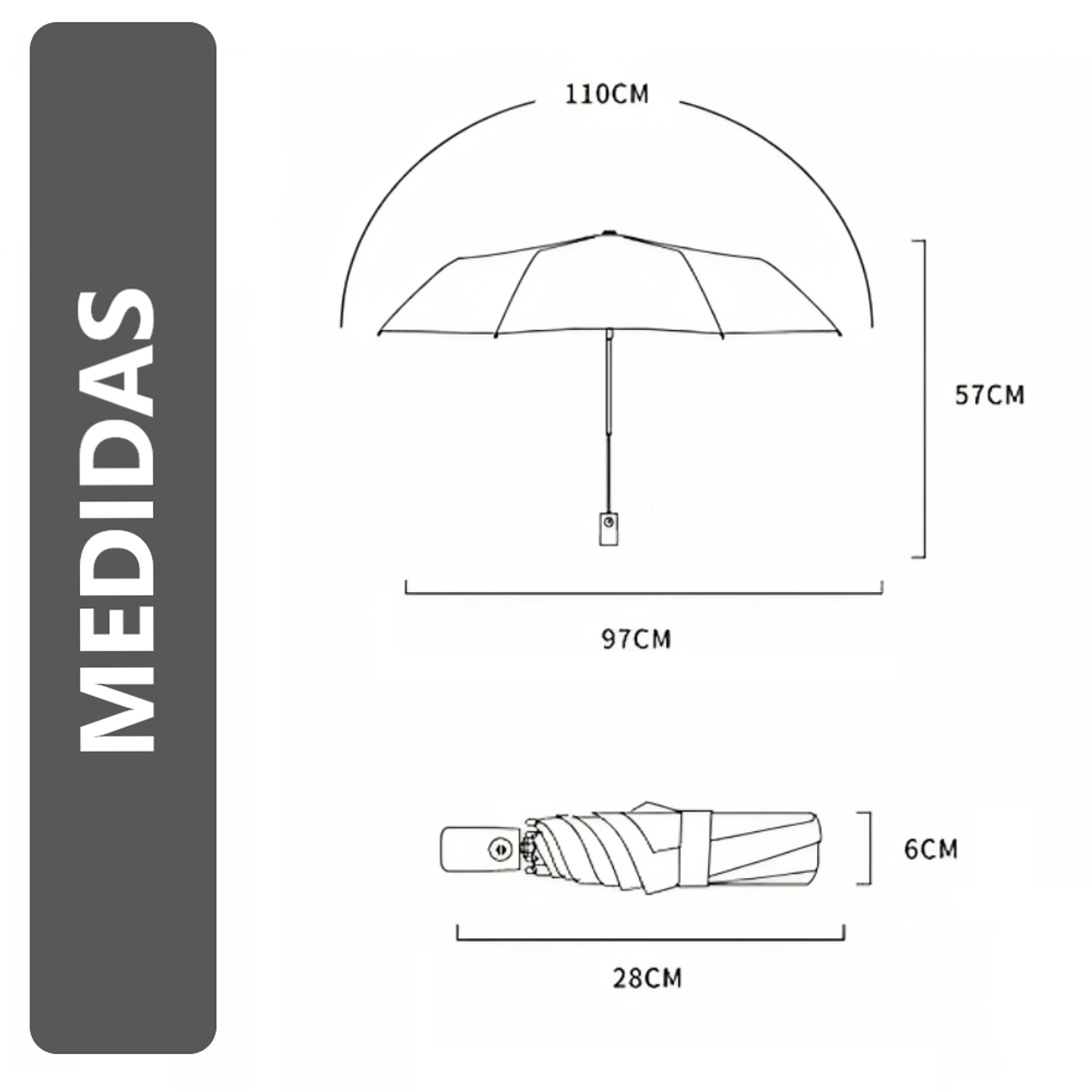 Sombrilla PARAGUAS Portátil Semiautomático con Filtro UV 12