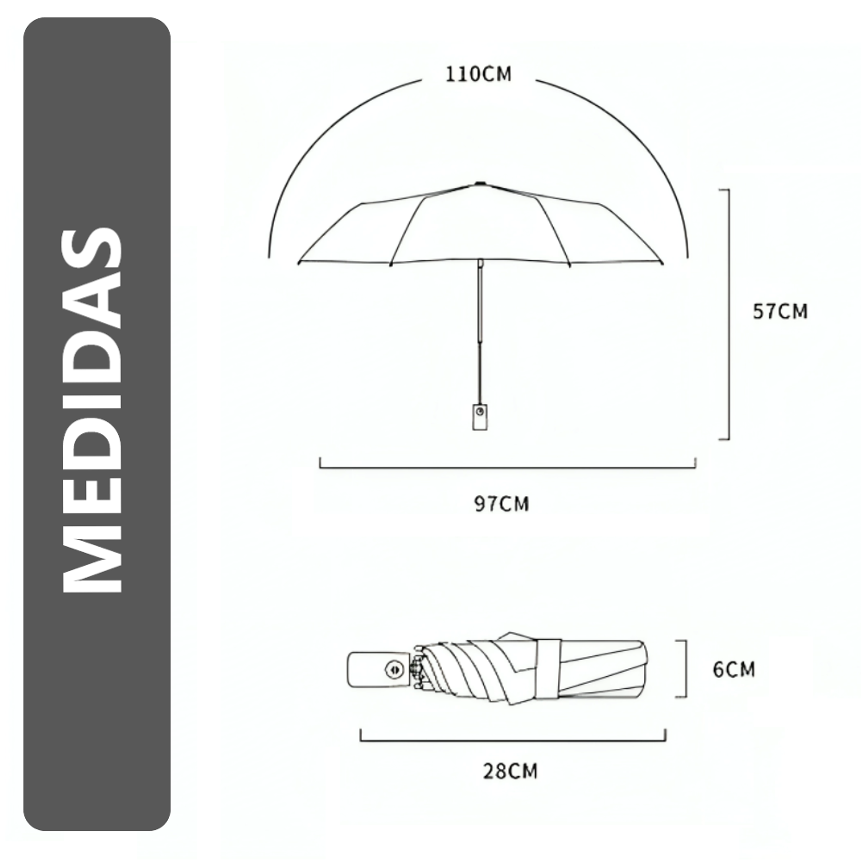 Sombrilla PARAGUAS Portátil Semiautomático con Filtro UV 12