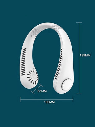 Ventilador de Cuello Portátil USB- Recargable, 3 Velocidades