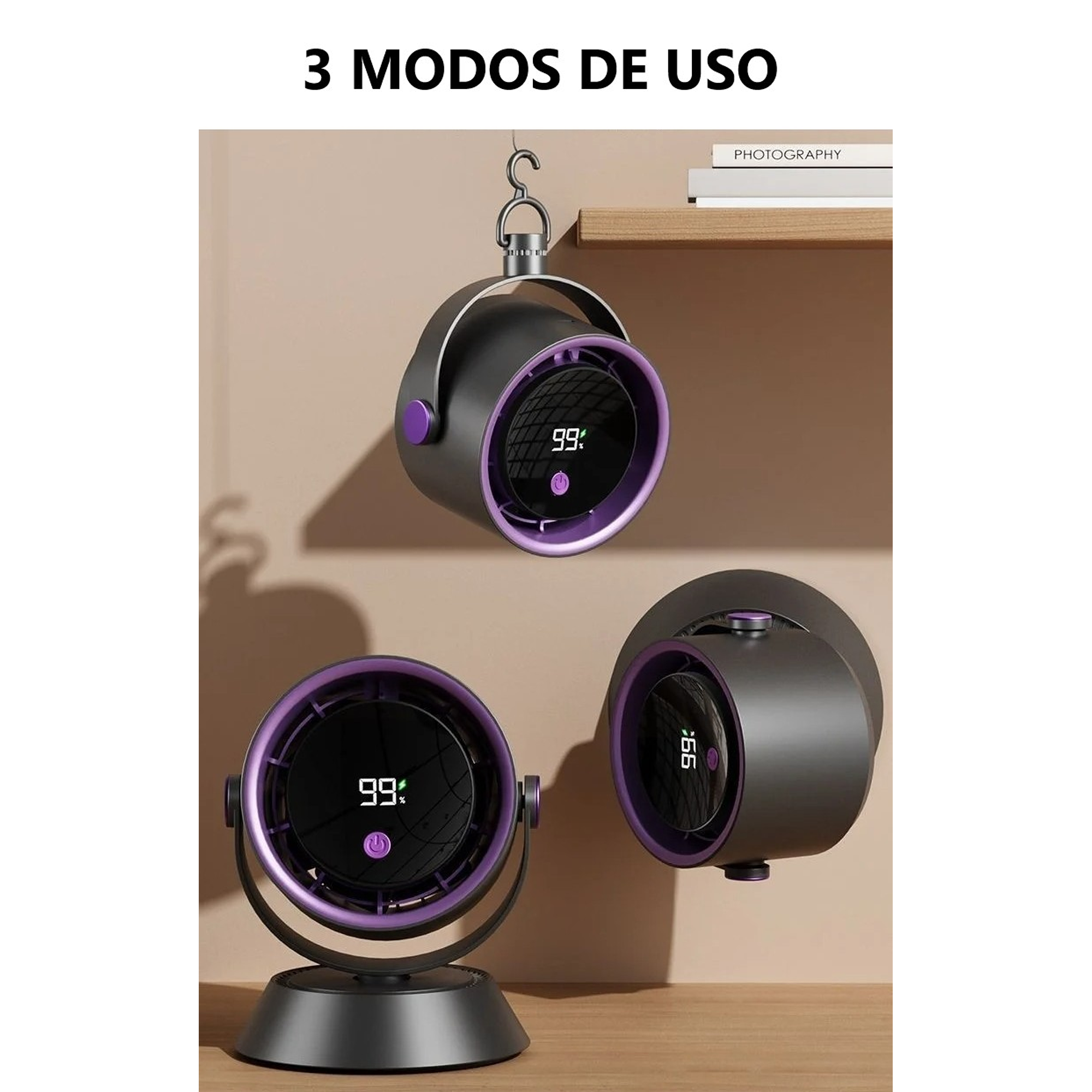 VENTILADOR 4 NIVELES RECARGABLE SILENCIOSO  3