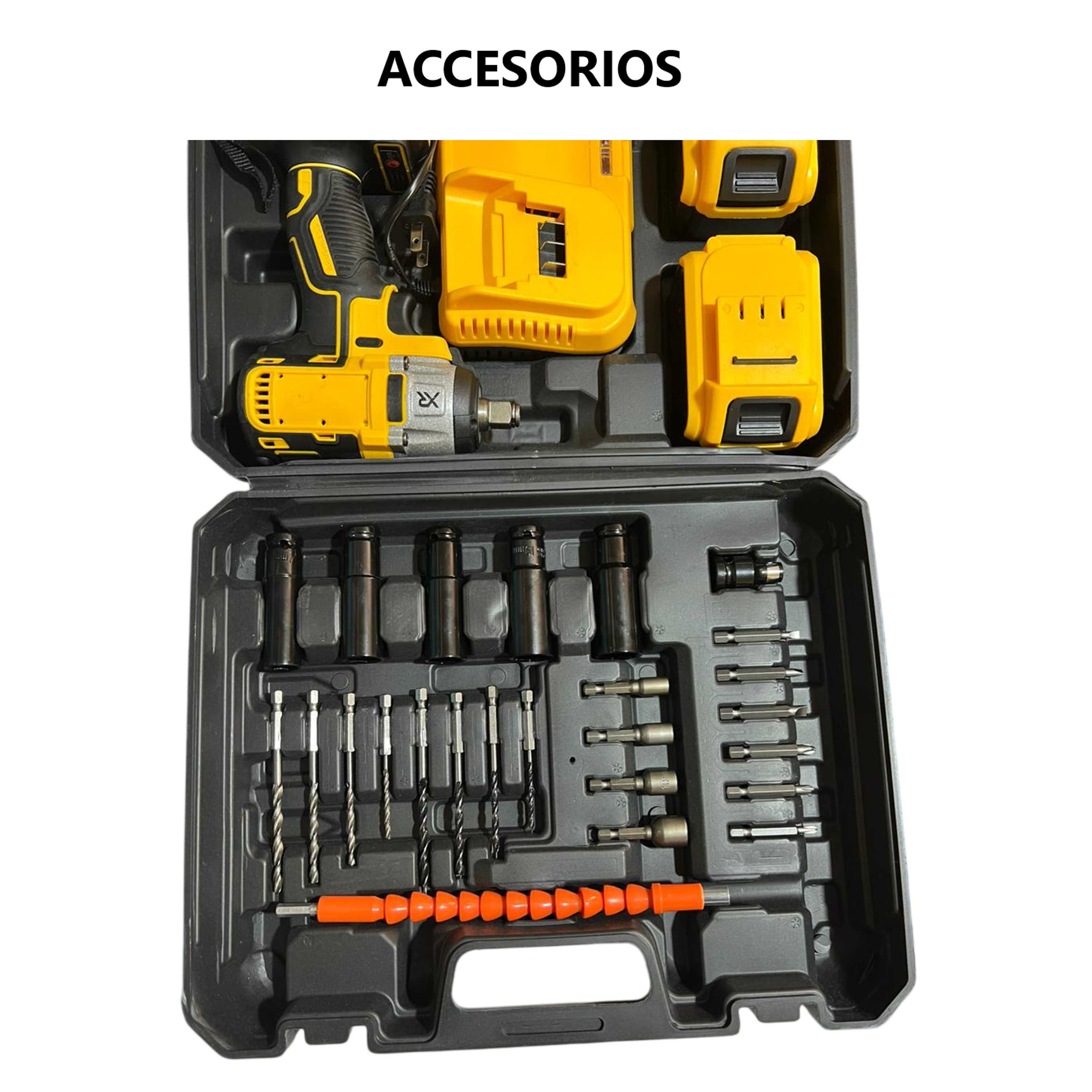 Taladro con 2 baterias y cargador con estuche de piezas 5