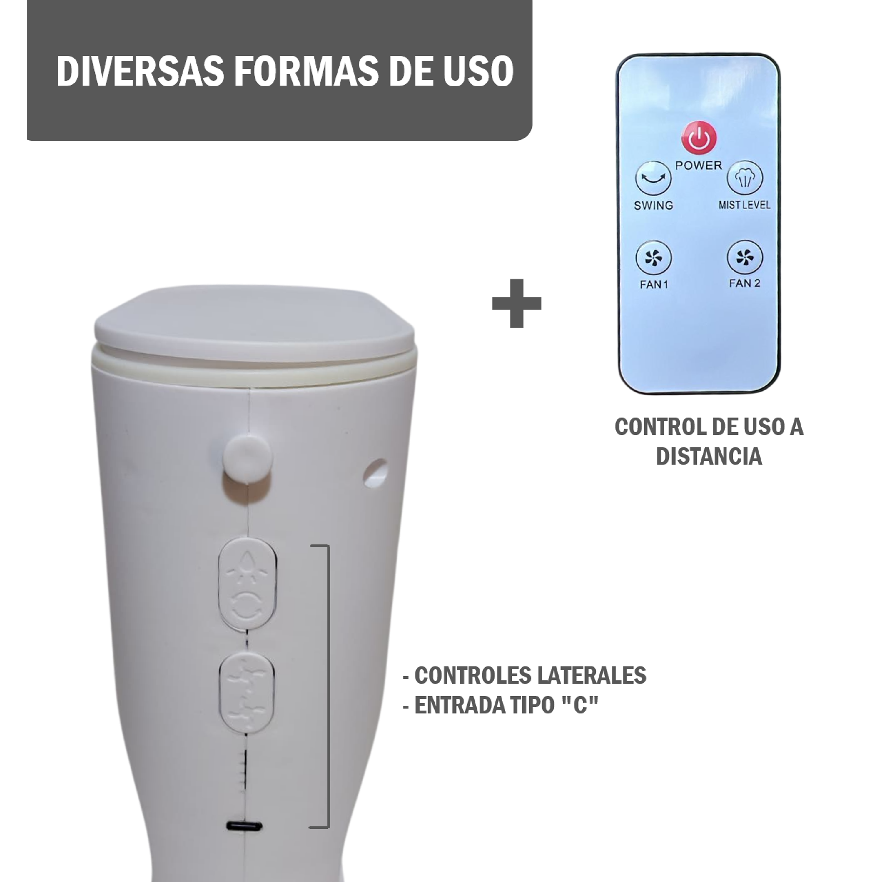 Ventilador tipo torre Portátil USB- Recargable 3 Velocidades 4