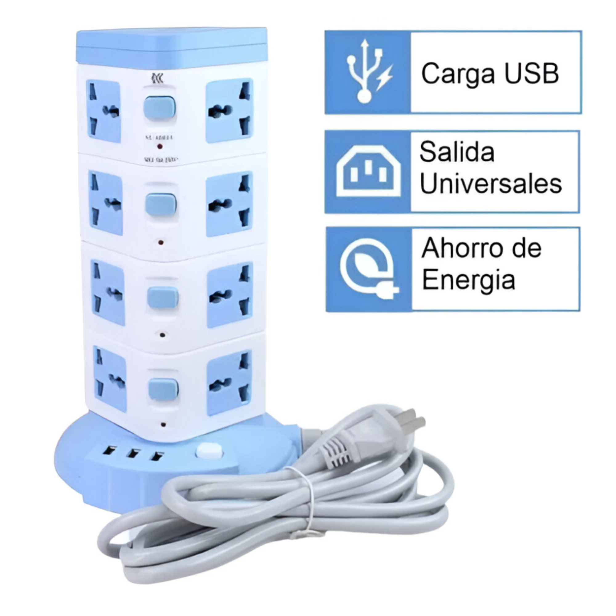 Torre Multifuncional 16 Conexiones extension con 3 Puertos USB 2