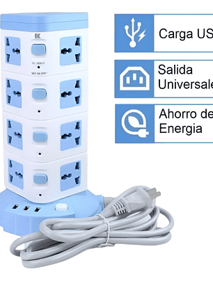 Torre Multifuncional 16 Conexiones extension con 3 Puertos USB