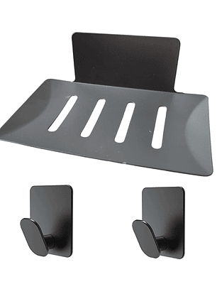 Pack soporte para jabón y 2 percheros