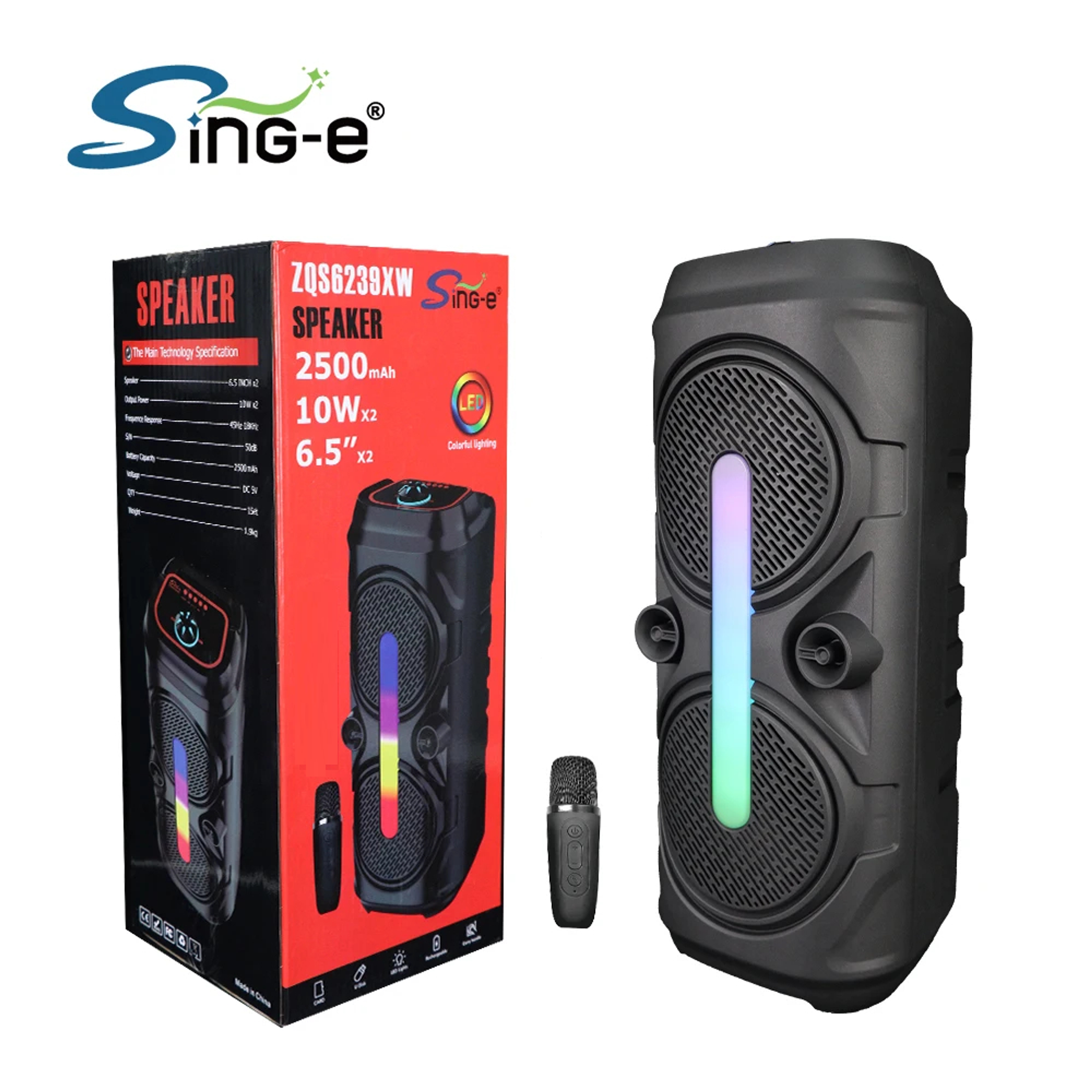 Parlante Karaoke Sing-e ZQS6293XW con Micrófono y Luces LED 1