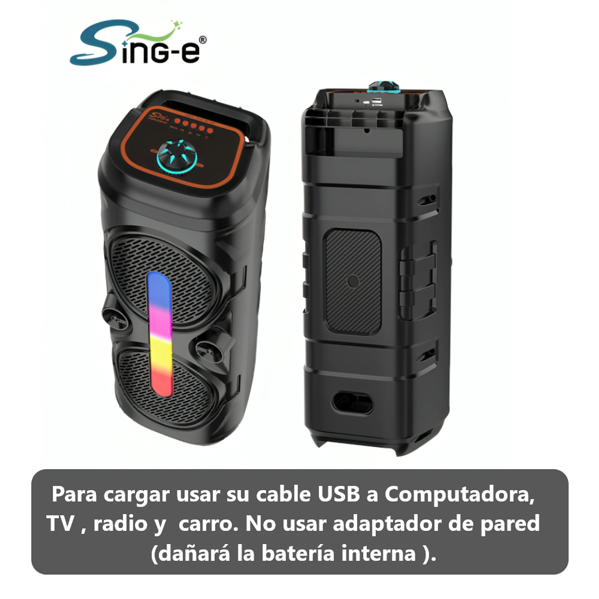 Parlante Karaoke Sing-e ZQS6293XW con Micrófono y Luces LED 3