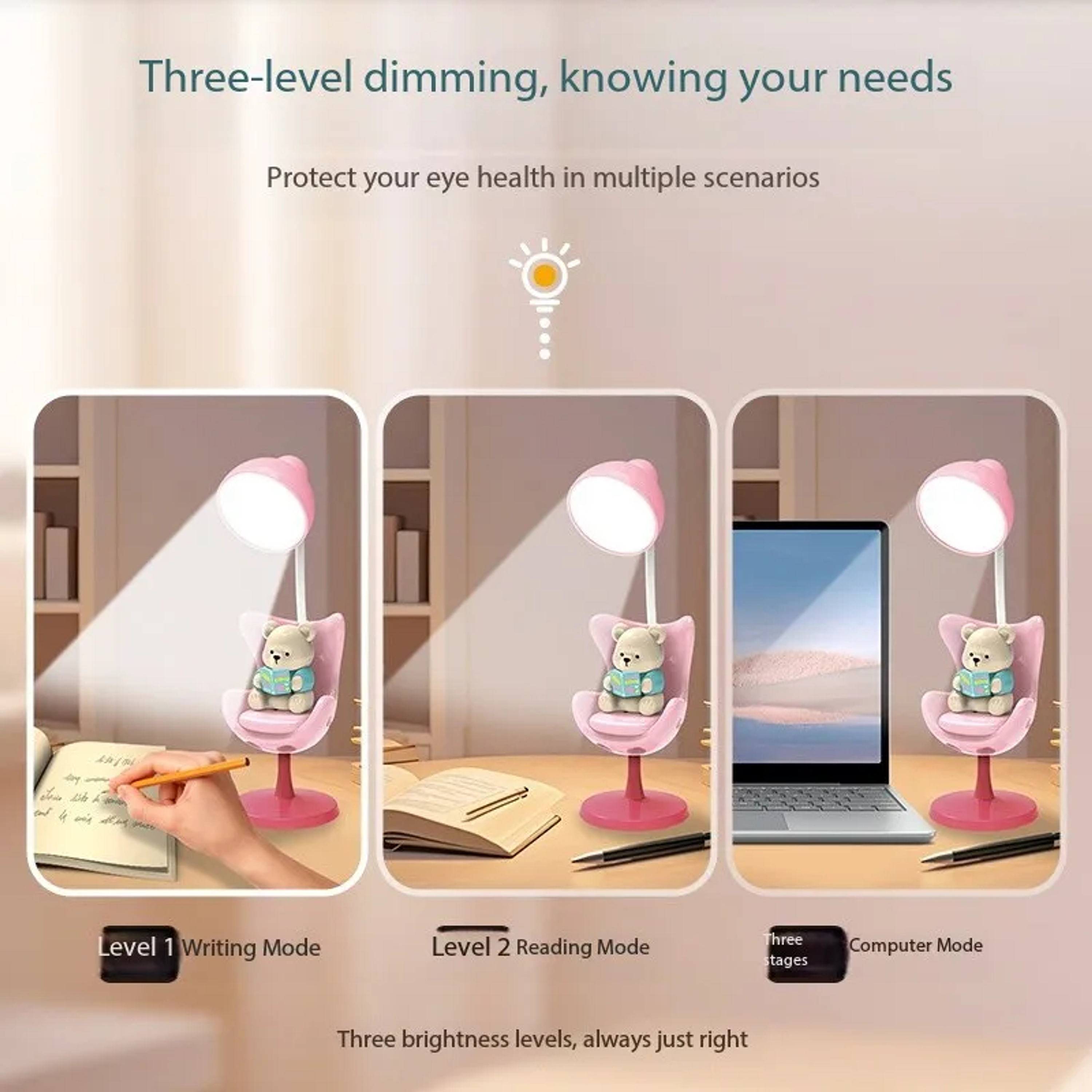 Lámpara de Oso leyendo en su silla Inalámbrico LED Nocturna 6