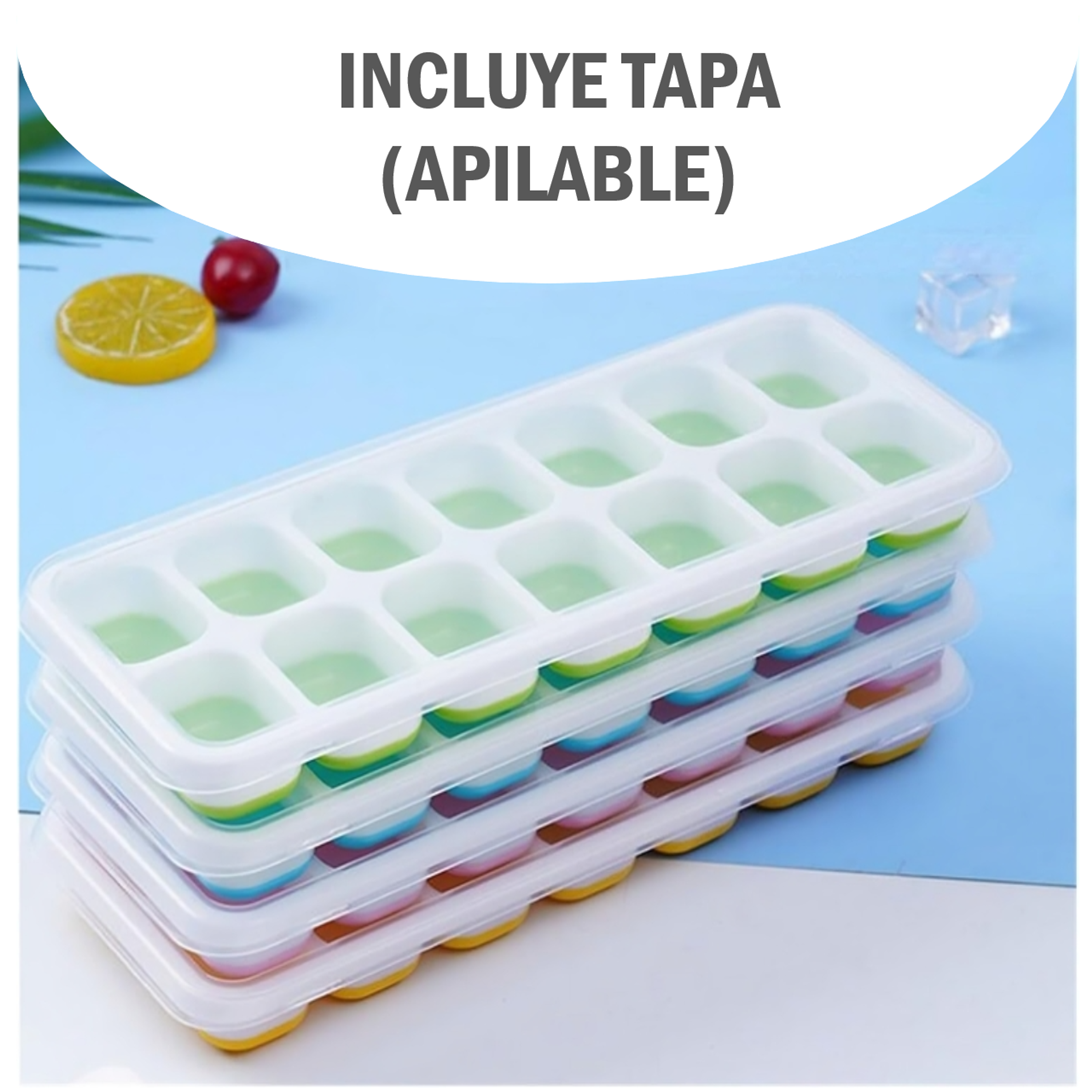 Pack x3 Hielera Moldes de Hielo con base de Silicona - Color aleatorio 6