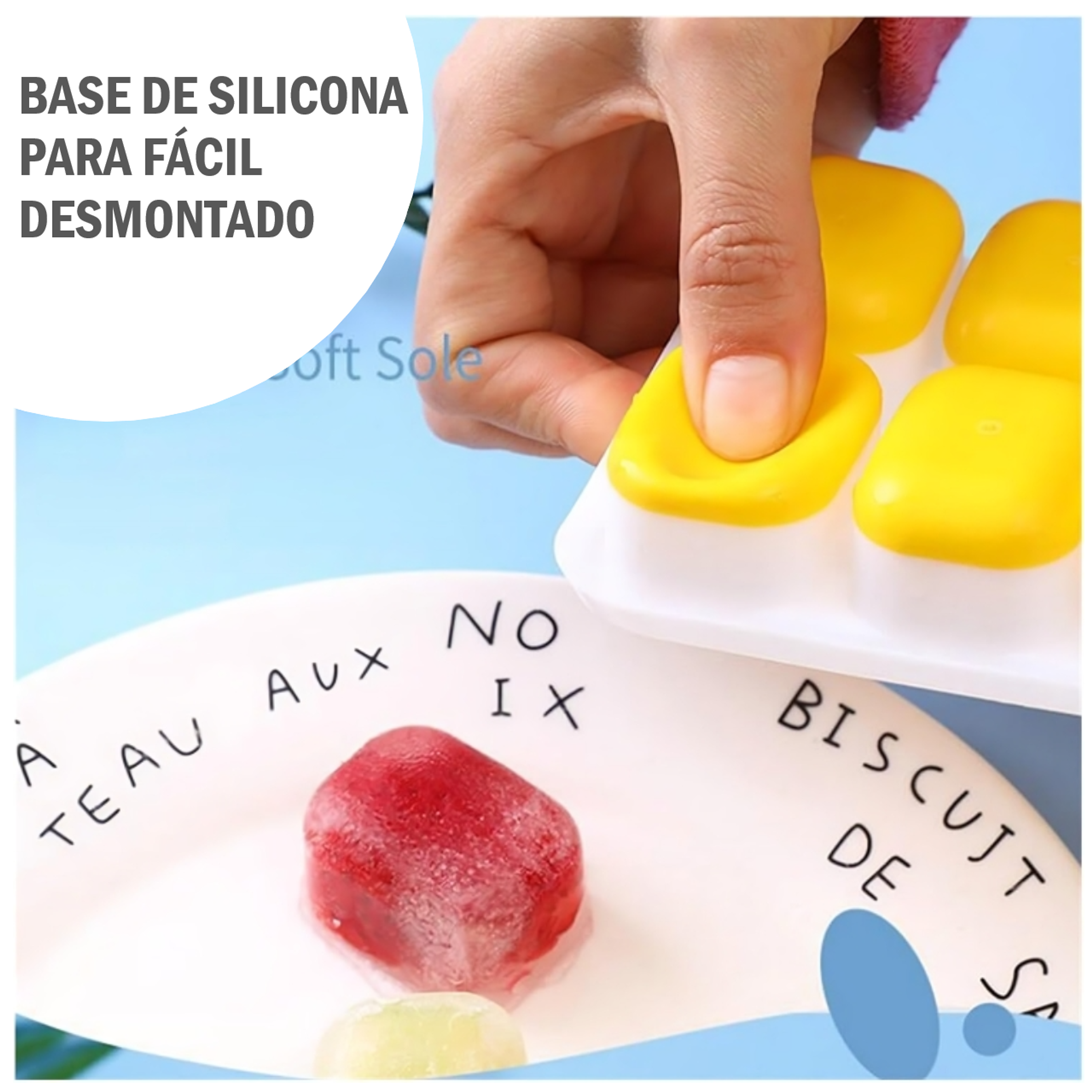 Pack x3 Hielera Moldes de Hielo con base de Silicona - Color aleatorio 7