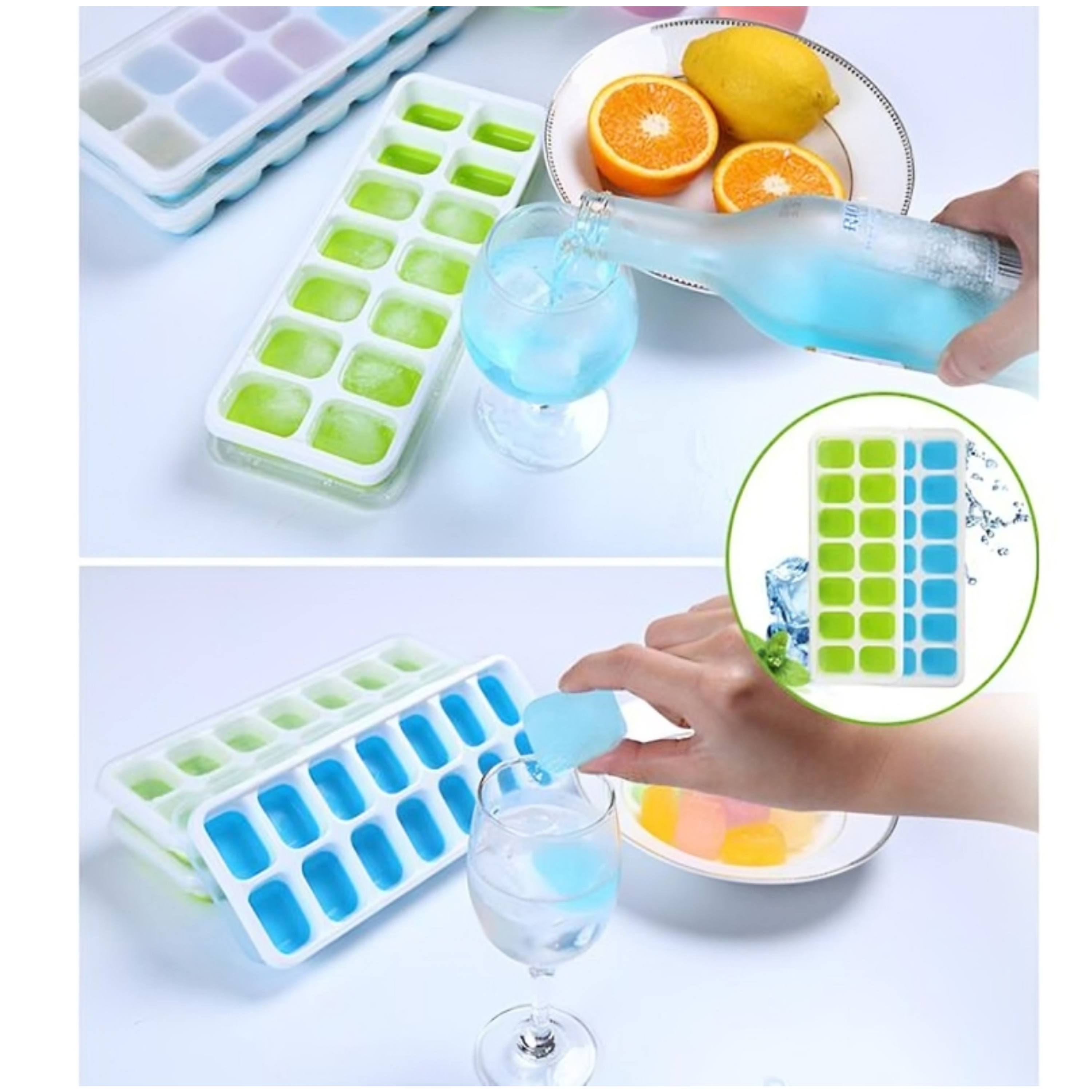 Pack x3 Hielera Moldes de Hielo con base de Silicona - Color aleatorio 8