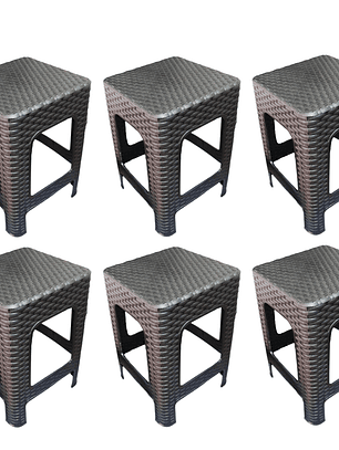 Pack 6 Sillas Tipo Ratán Color Negro