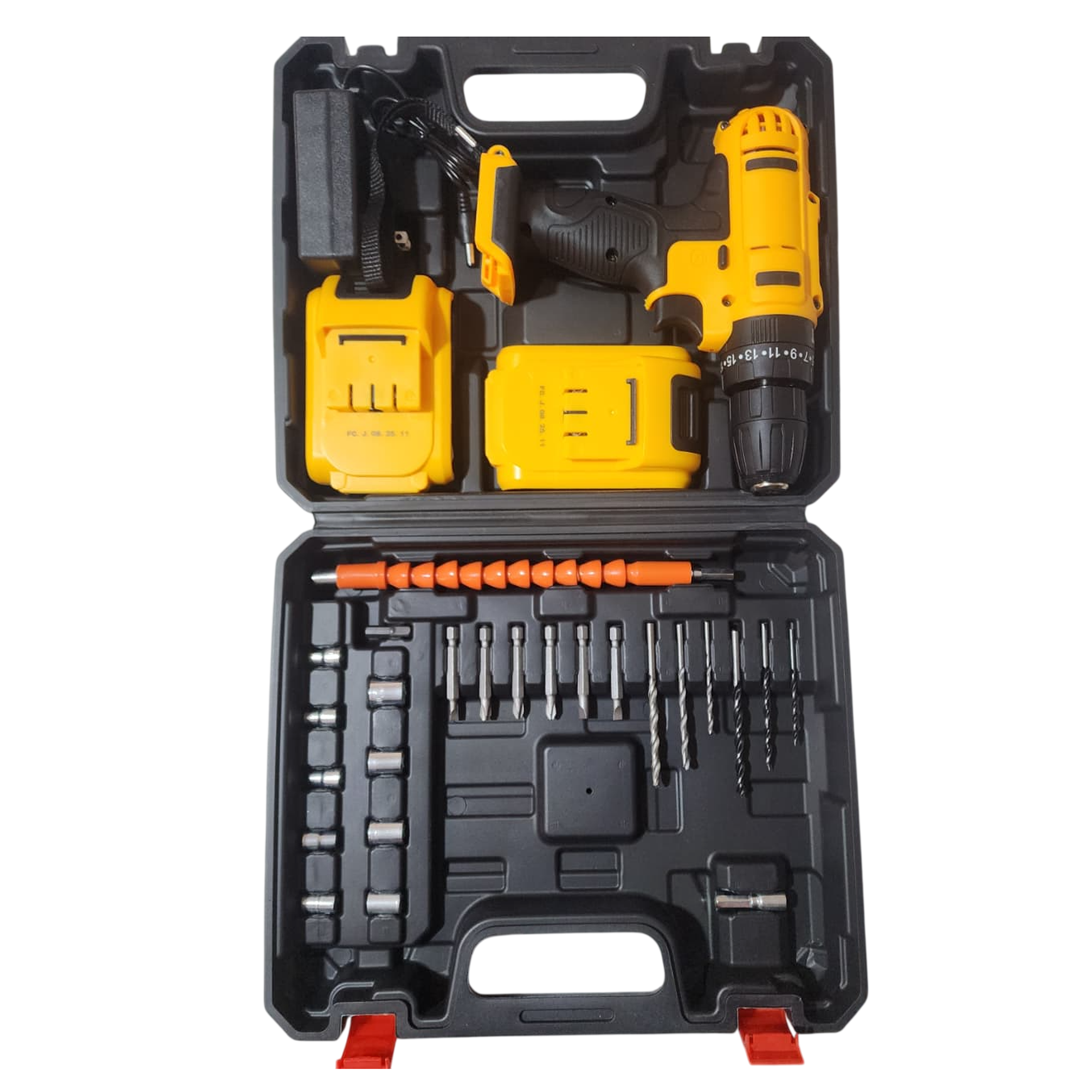 Taladro con 2 baterias y cargador con estuche de piezas - 162 1