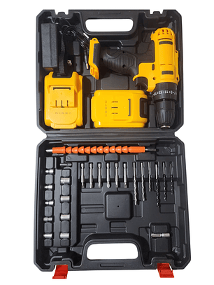 Taladro con 2 baterias y cargador con estuche de piezas - 162