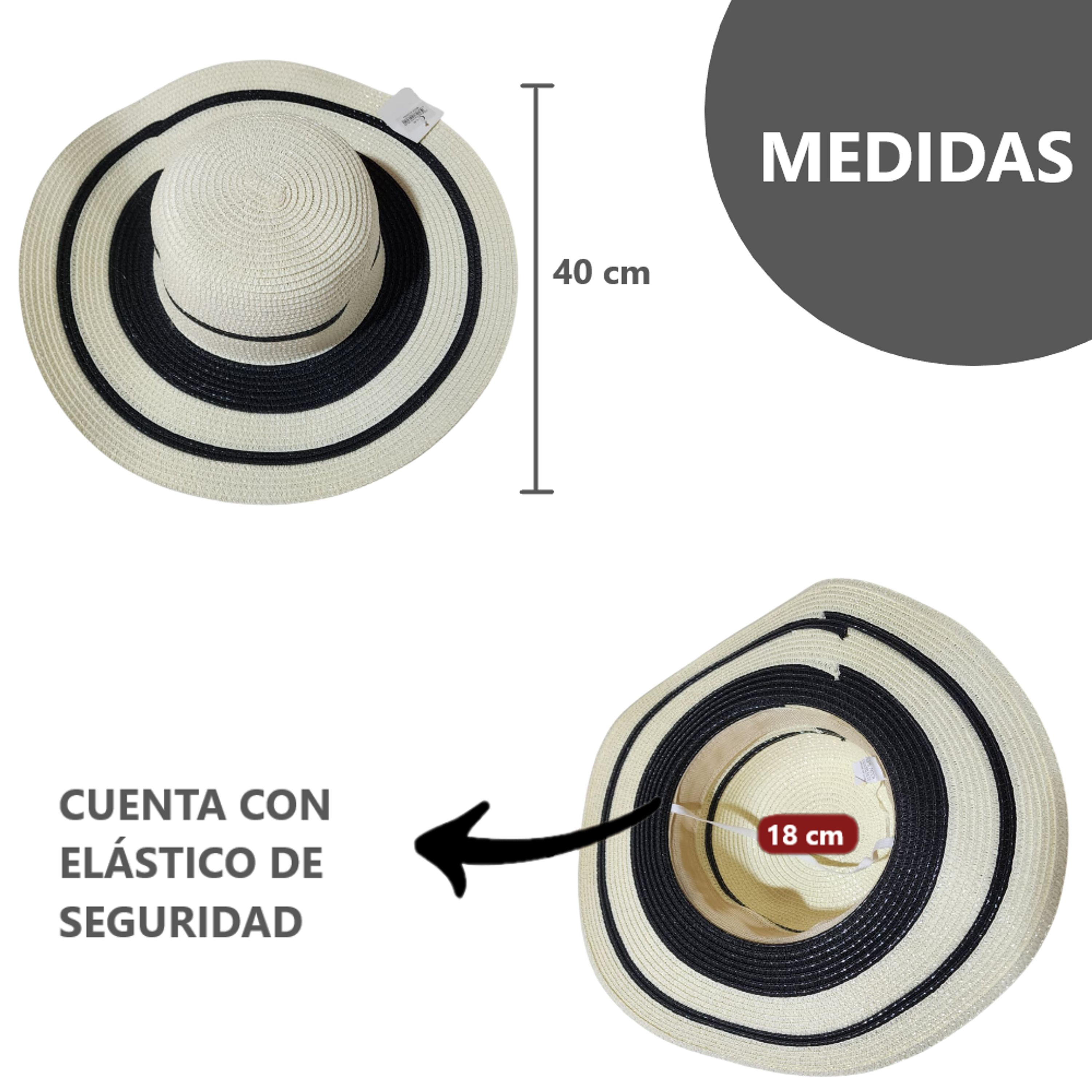 Set de Playa Bolso Grande de Rayas con Sombrero Elegante 4